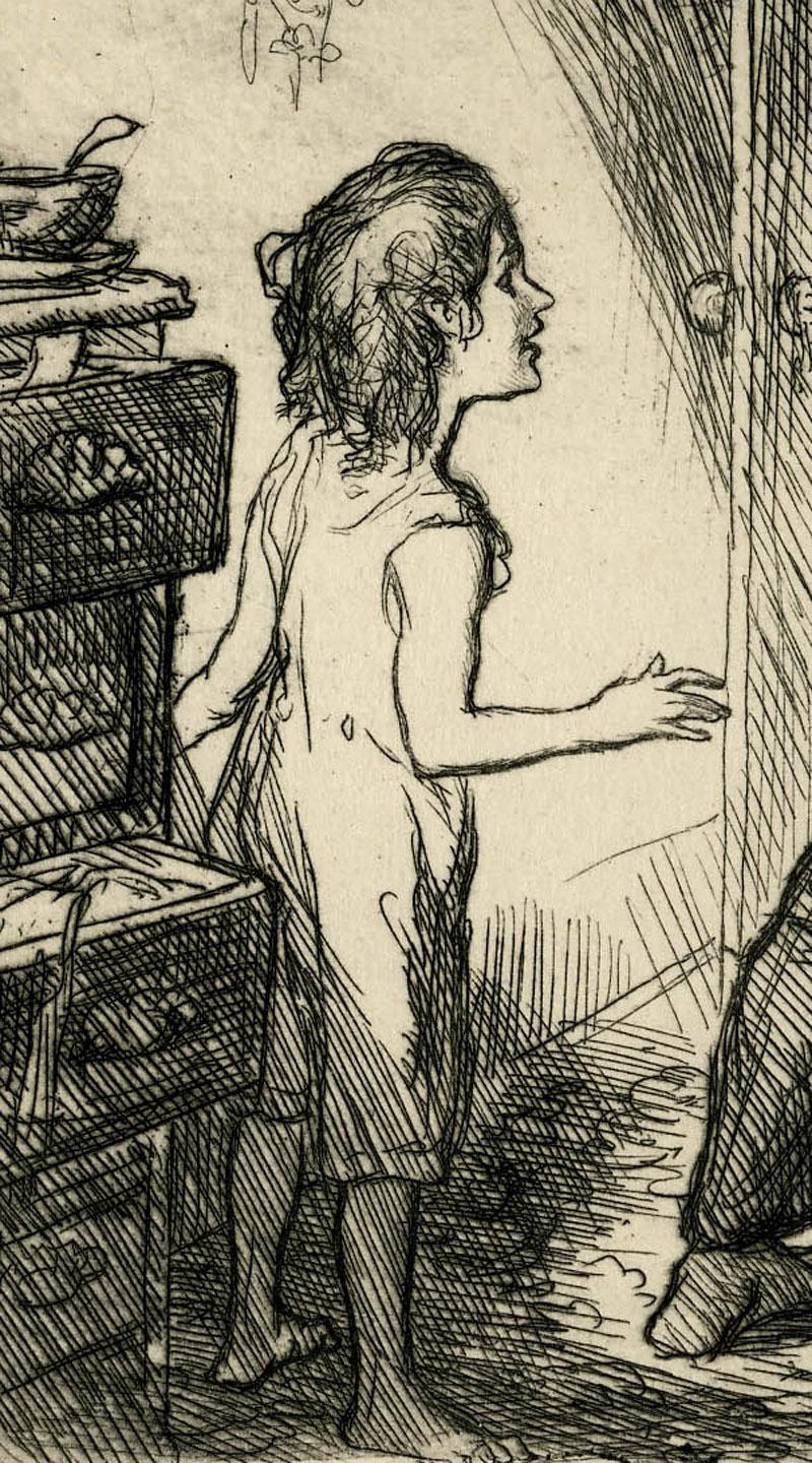 L'homme, la femme et le Child & Child - Beige Figurative Print par John French Sloan