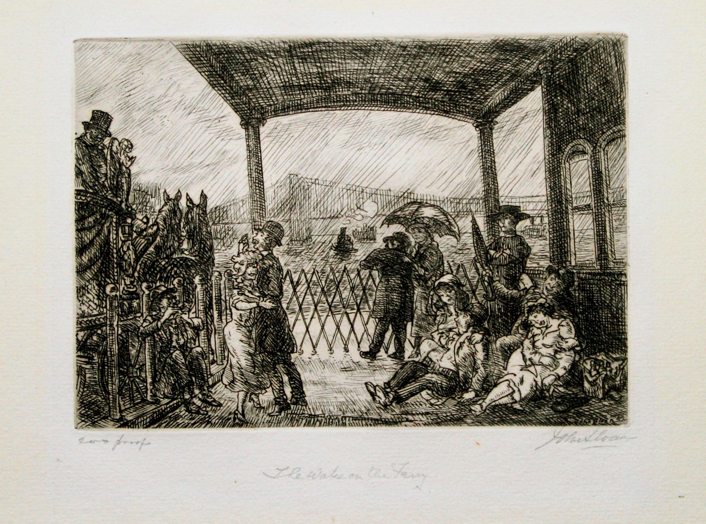  Wake on the Ferry.  - Print by John French Sloan