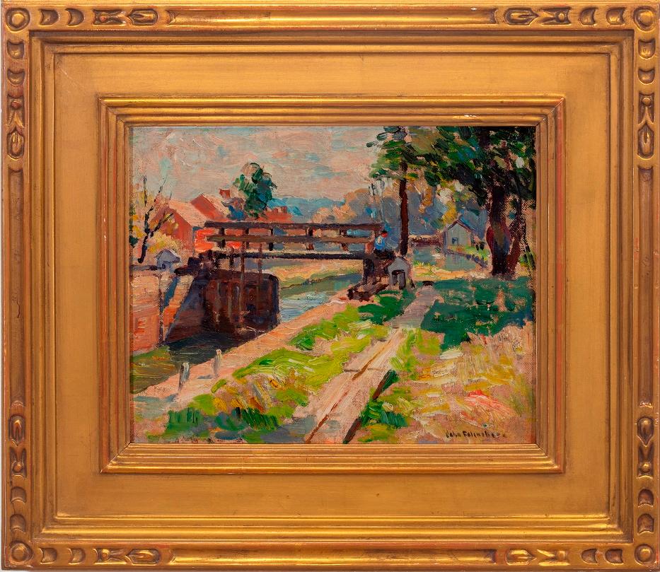 John Fulton Folinsbee Landscape Painting - "Along the Canal, New Hope"