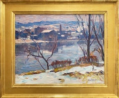 John Folinsbee, Delaware River & Lambertville, NJ, ca. 1930, Signed