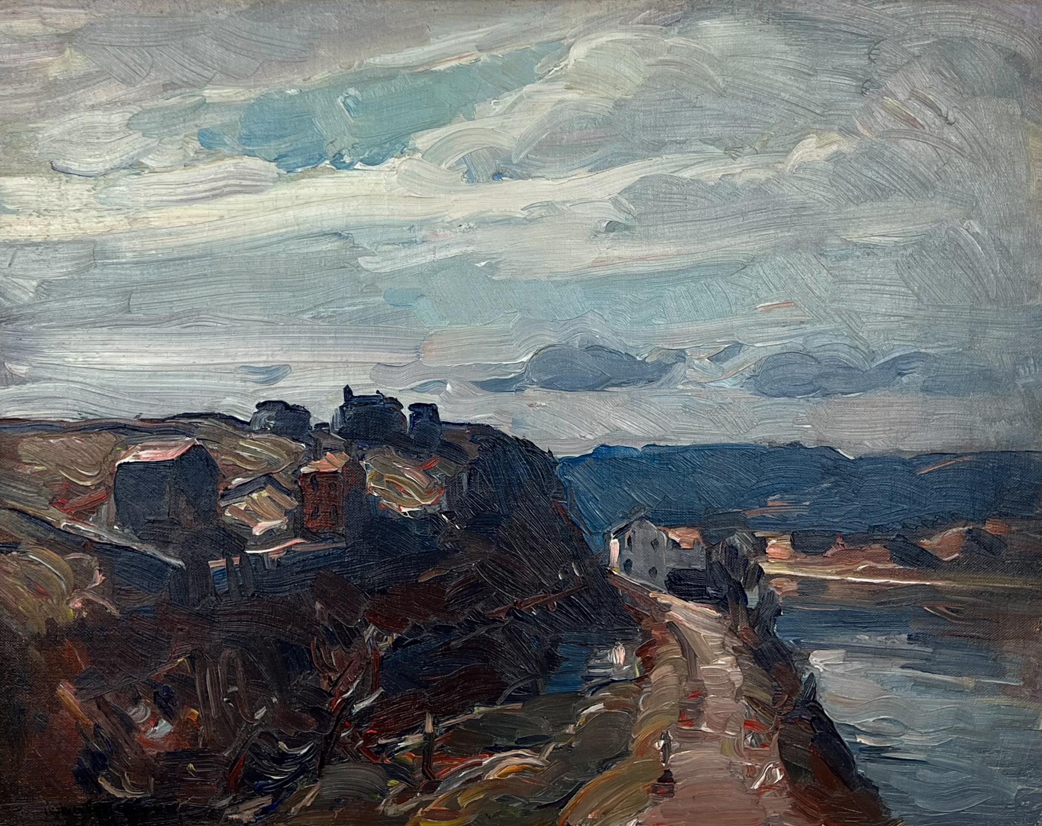 Upper Delaware - American Landscape Painting.  Moody Expressionist Landscape. For Sale 2