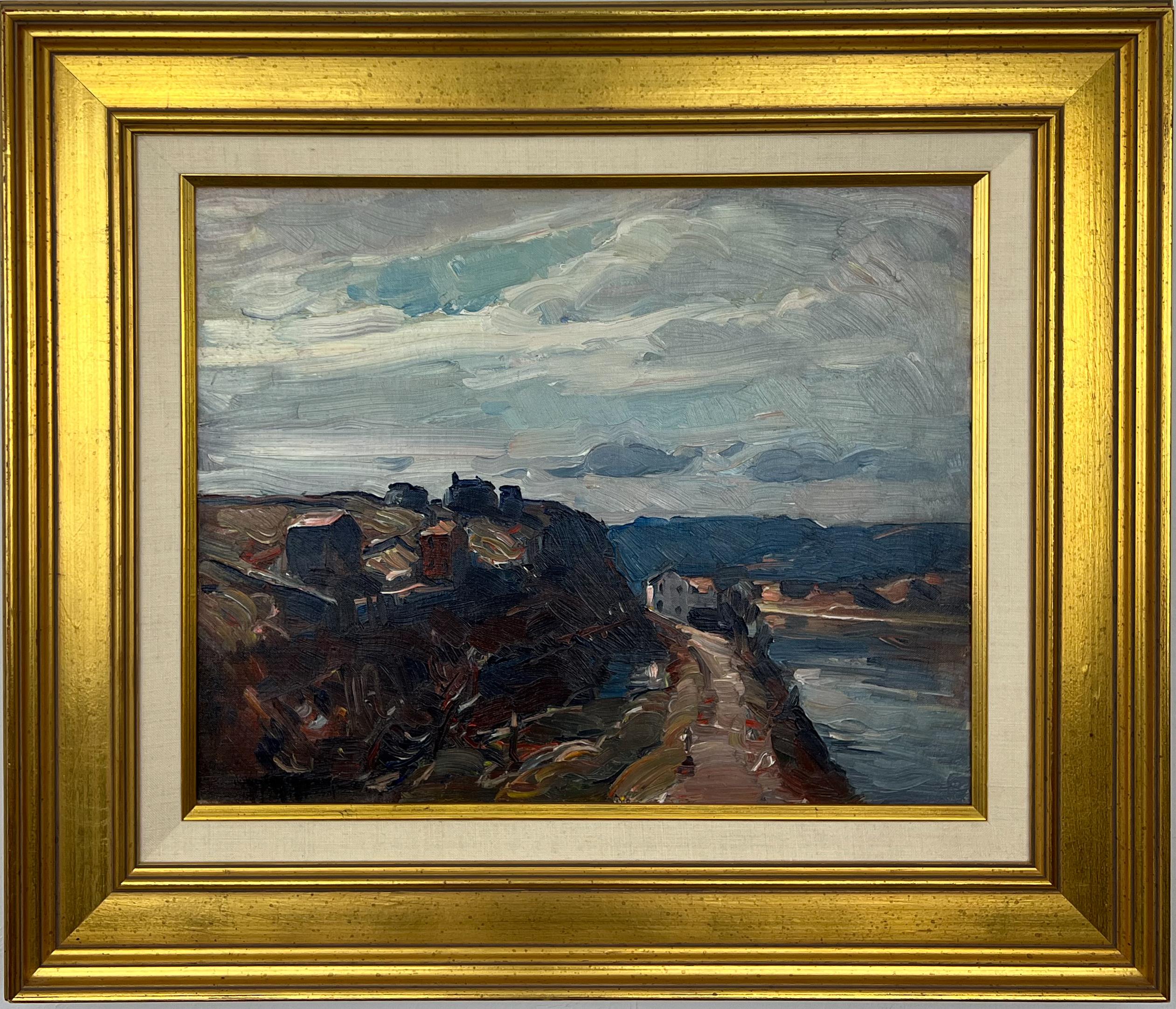 A moody expressionist painting of the Upper Delaware River, done in the style that earned John Fulton Folinsbee his well-deserved reputation as an exceptional landscape painter of the period.  This painting was done in 1932, after Folinsbee's trip