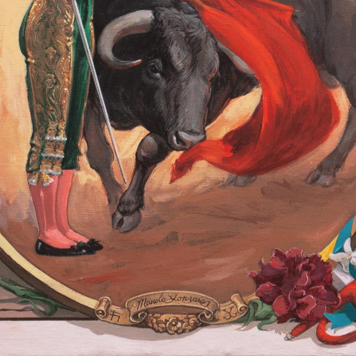 'Manolo Gonzalez' Plaza de Toros, Maestranza, Seville, Bullfighting, Matador - Brown Portrait Painting by John Fulton