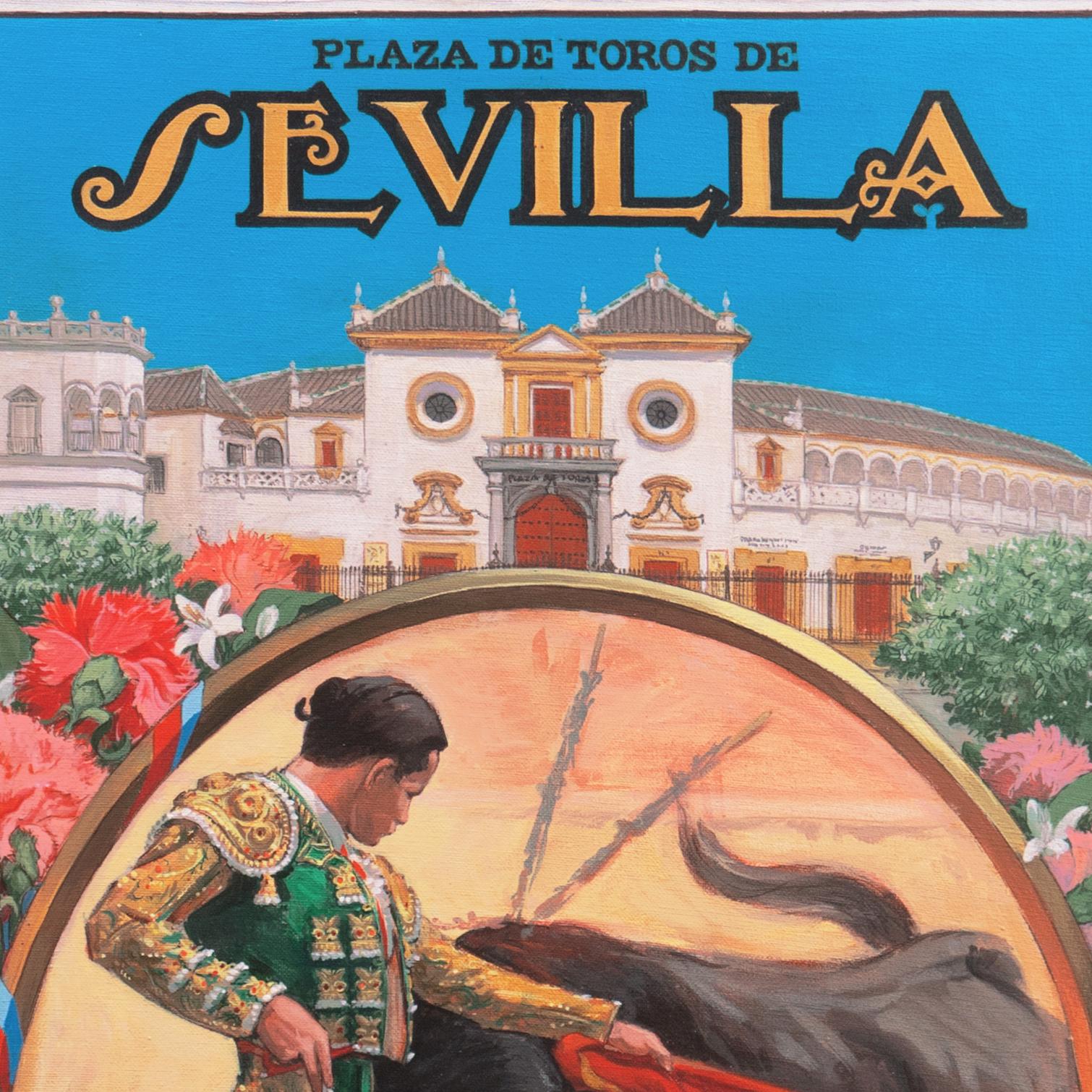 Signed lower left, 'John Fulton' (American, 1933-1998) and painted circa 1995.

The original oil painting for the poster advertising the appearance of Manolo Gonzalez at the prestigious Maestranza bullring in Seville and showing famous bullfighter