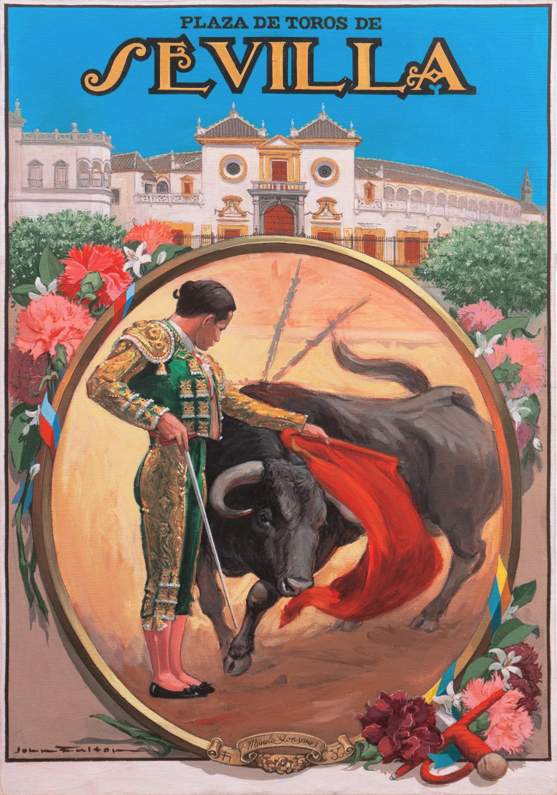 Portrait Painting John Fulton - « Manolo Gonzalez » Plaza de Toros, Maestranza, Seville, Bullfighting, Matador