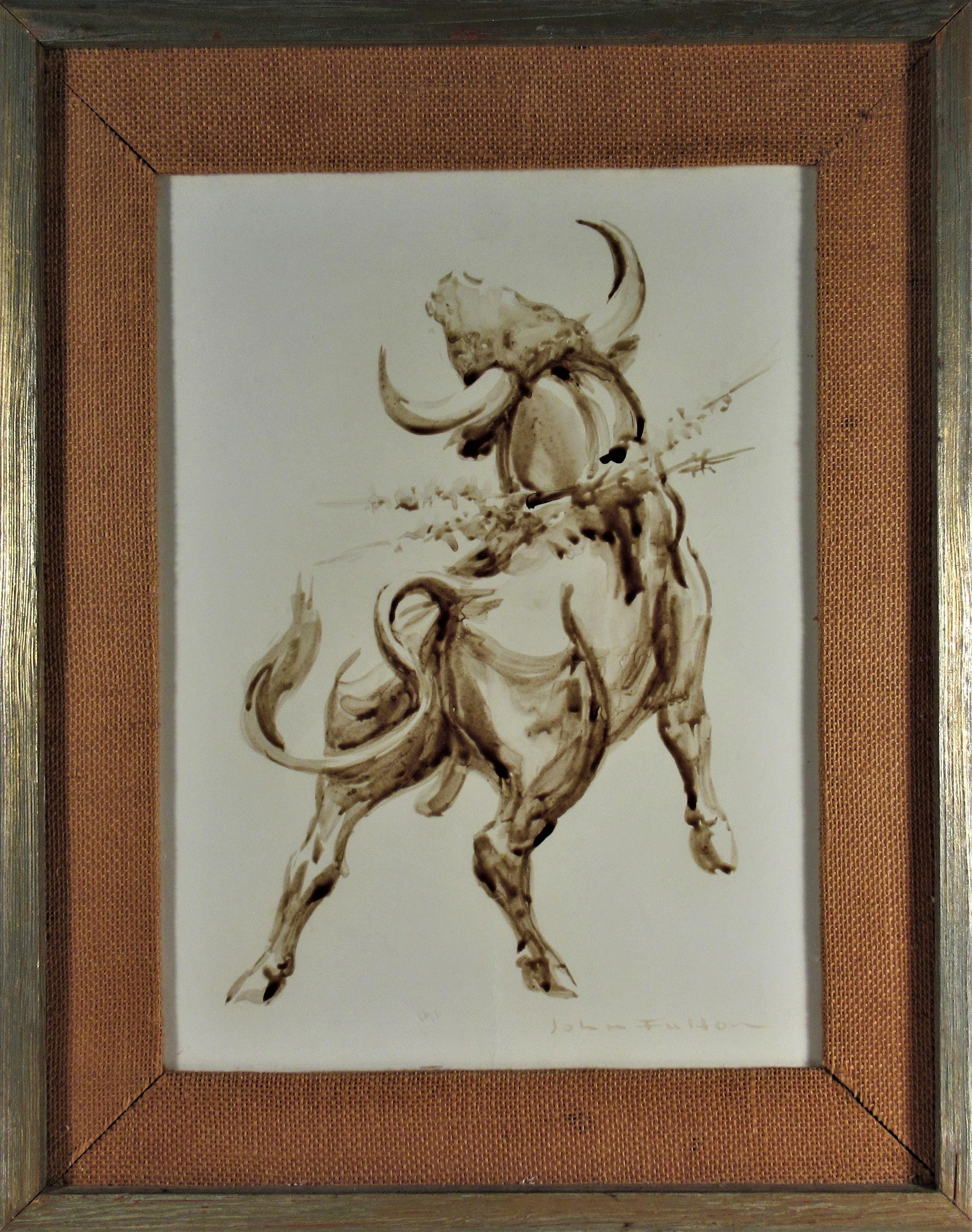 Bull - Mixed Media Art by John Fulton Short