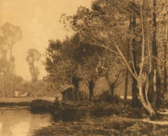 John Fulwood (1854-1931) nach Alfred East - 1903 Radierung, Punter auf einem Fluss