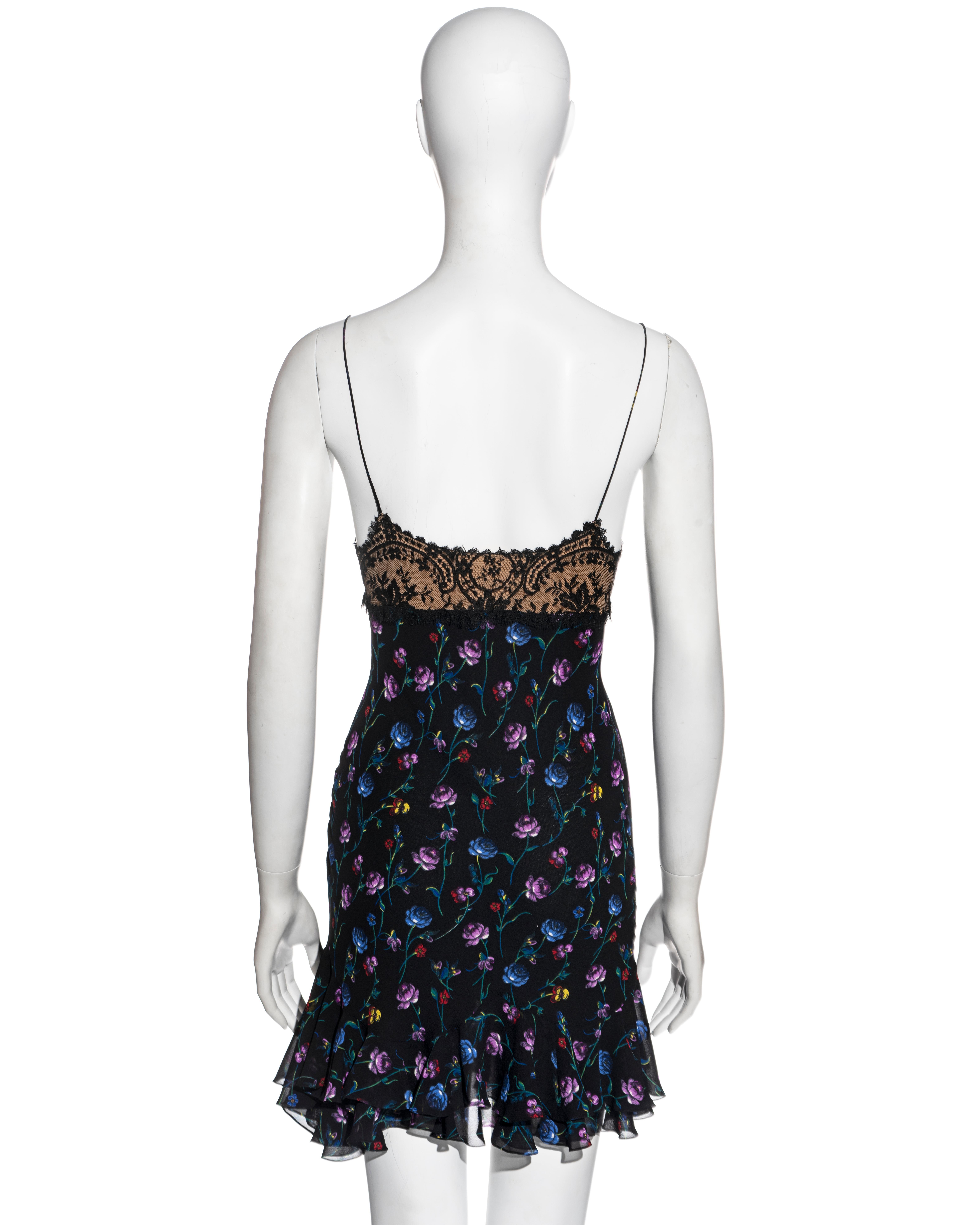 John Galliano floral silk jacquard and lace mini slip dress, ss 1997 5