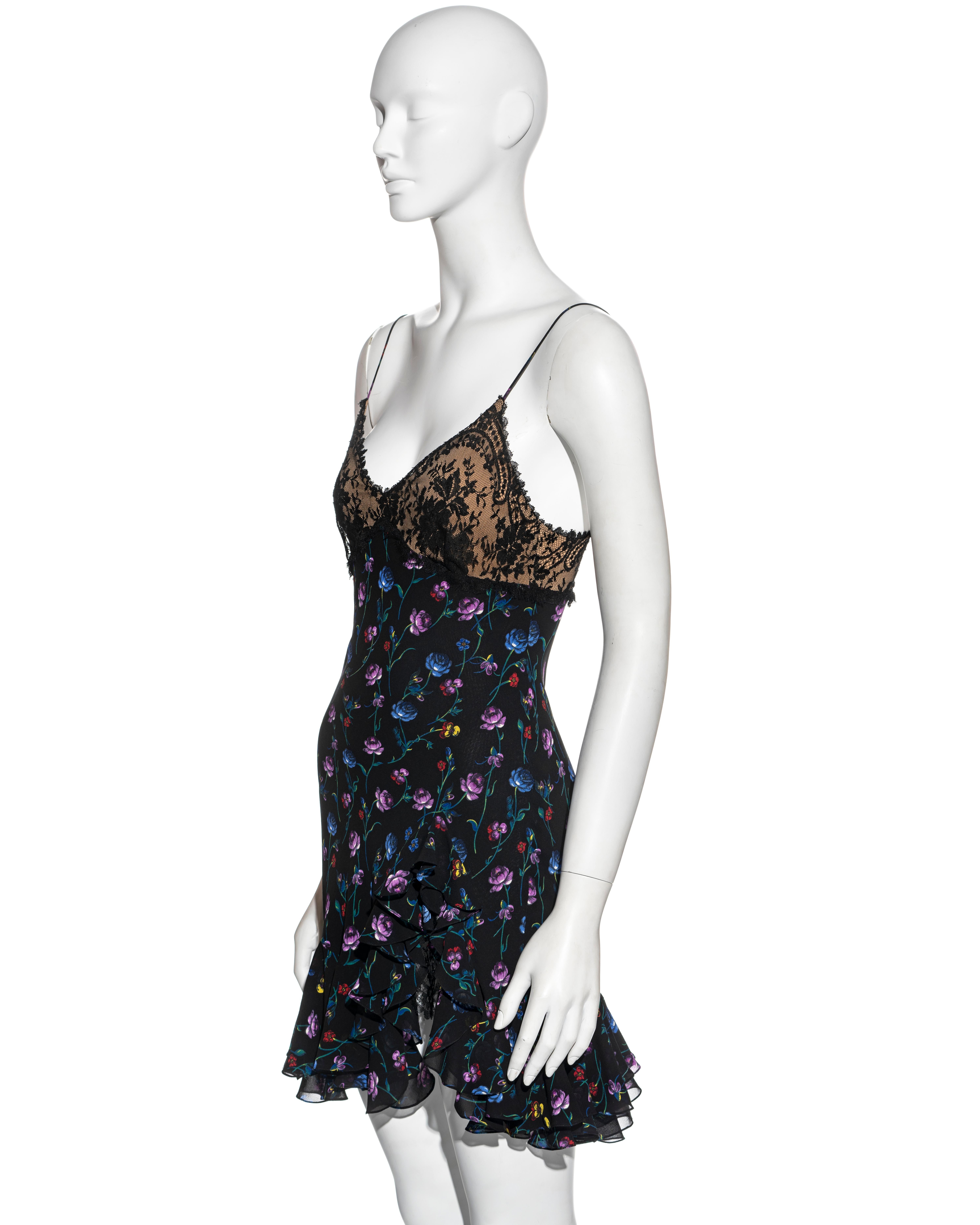 John Galliano floral silk jacquard and lace mini slip dress, ss 1997 7