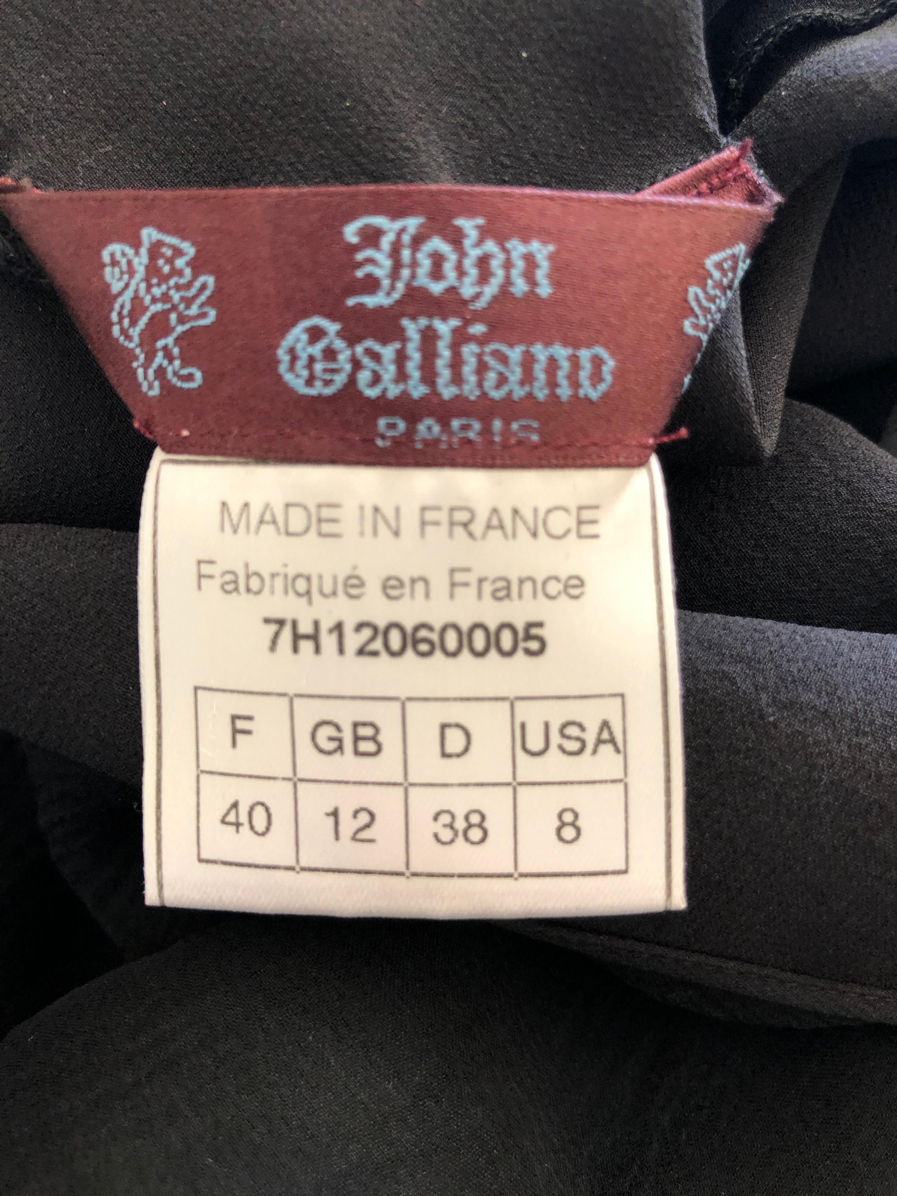 John Galliano 1990's Bias Cut Black Slip Dress with Flamenco Ruffles For Sale 3