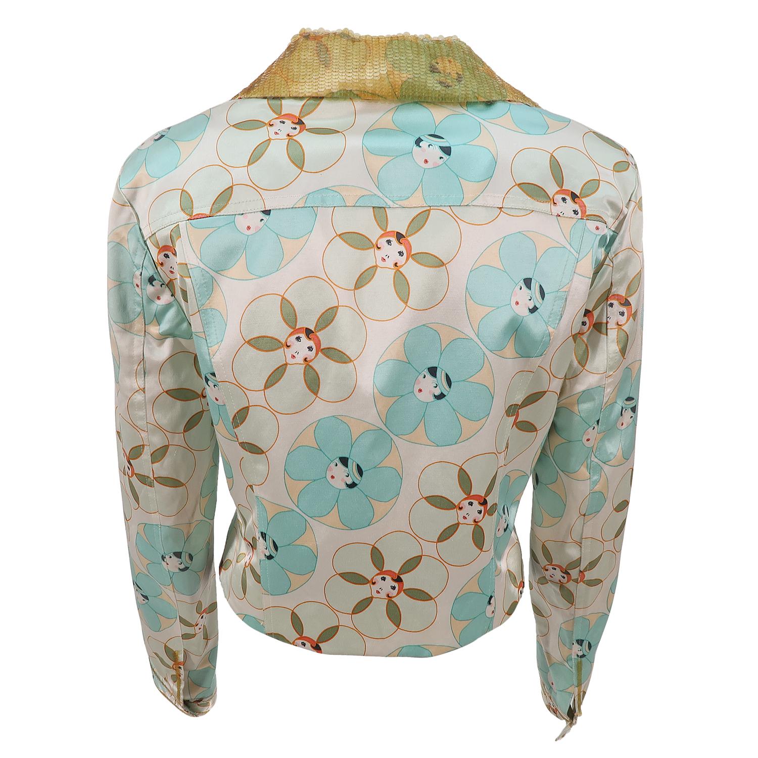 Gray John Galliano 1990s Cotton and Viscose Embellished Jacket For Sale