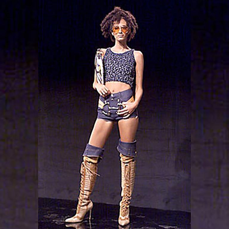 John Galliano 1990s Crochet Effect Wool-Mix Strappy Top 2