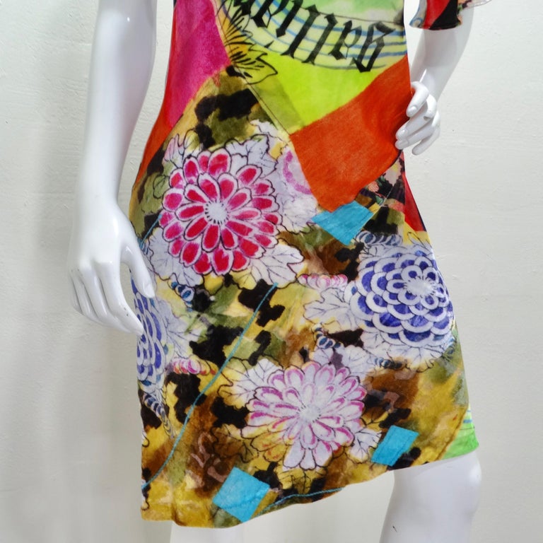 John Galliano 1990s Floral Asymmetric Dress For Sale at 1stDibs