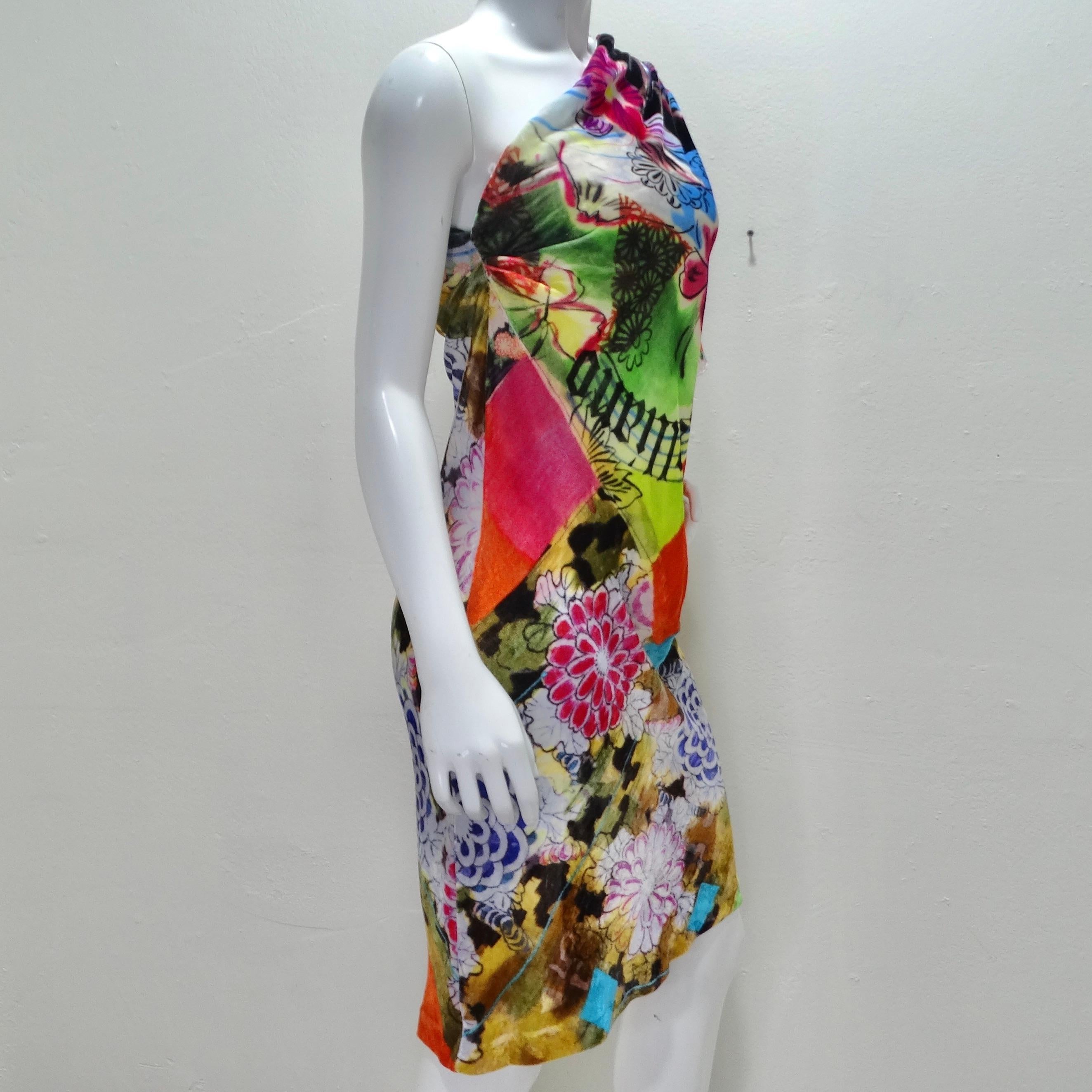John Galliano 1990s Floral Asymmetric Dress 1