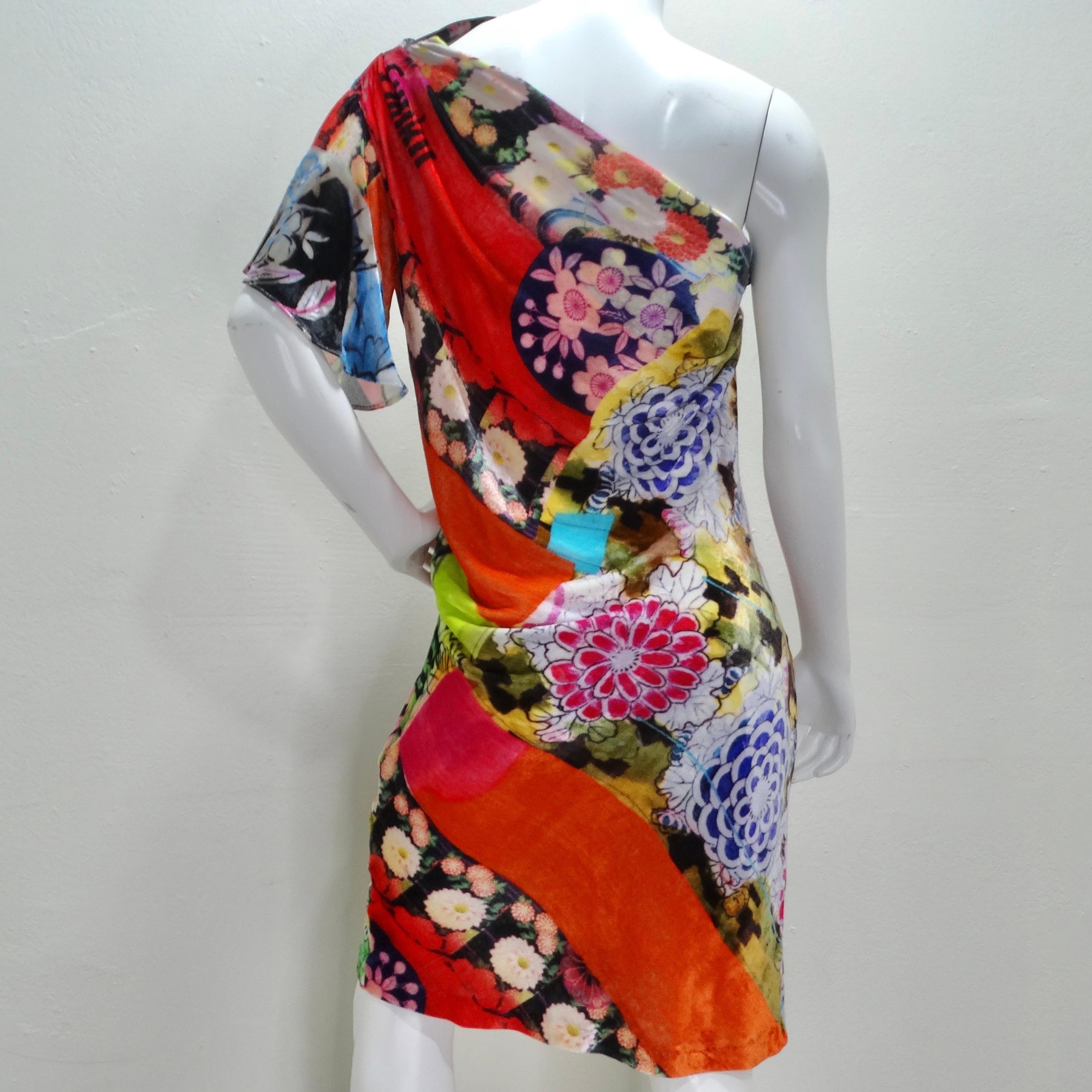 John Galliano 1990s Floral Asymmetric Dress 3
