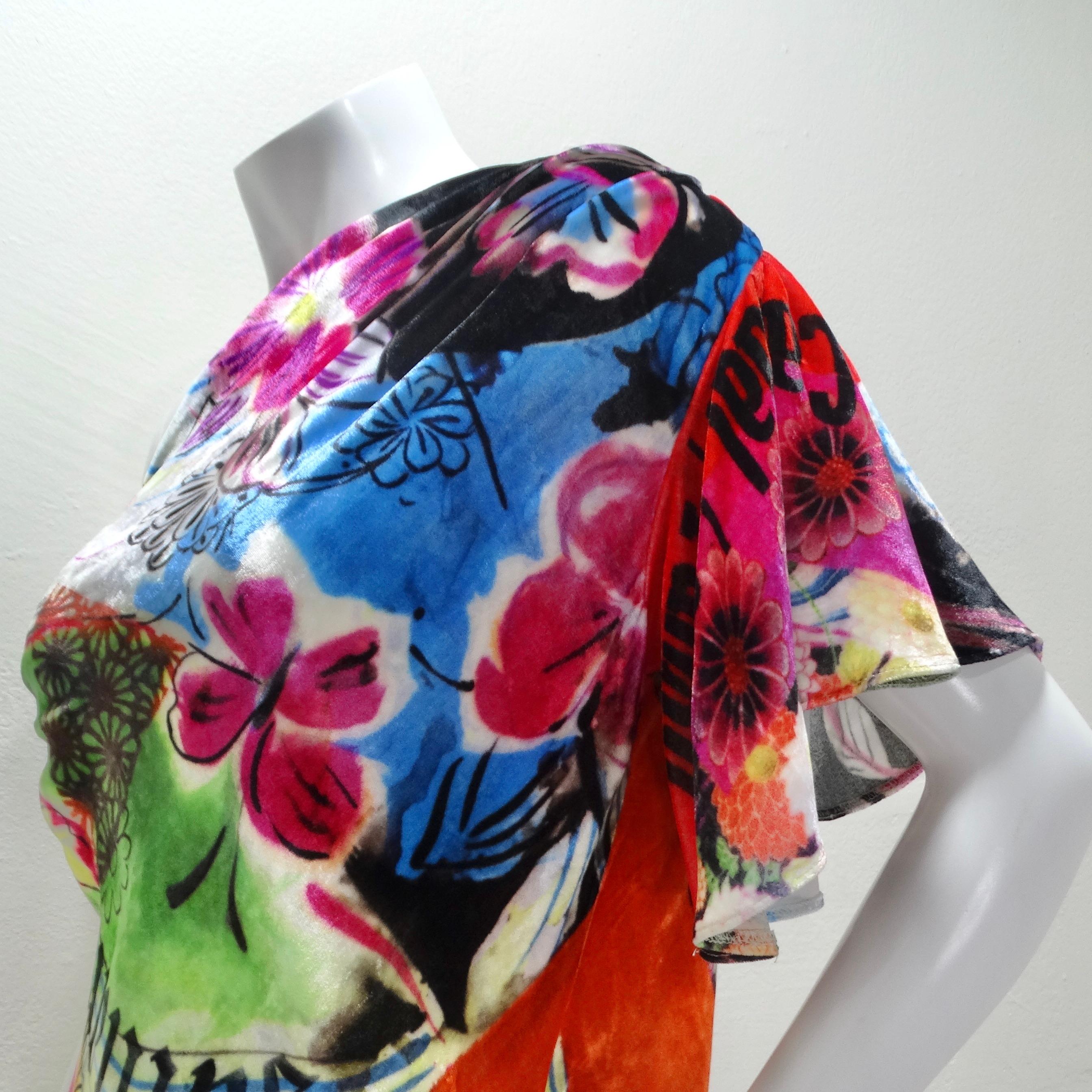 John Galliano 1990s Floral Asymmetric Dress 4