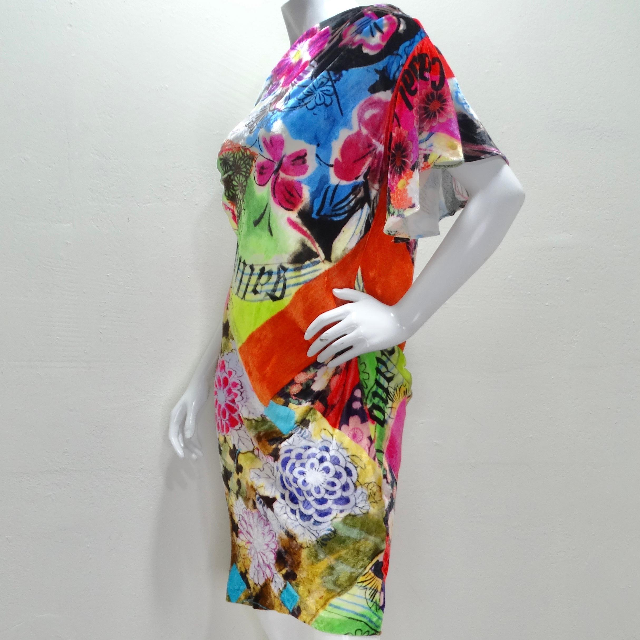 John Galliano 1990s Floral Asymmetric Dress 5