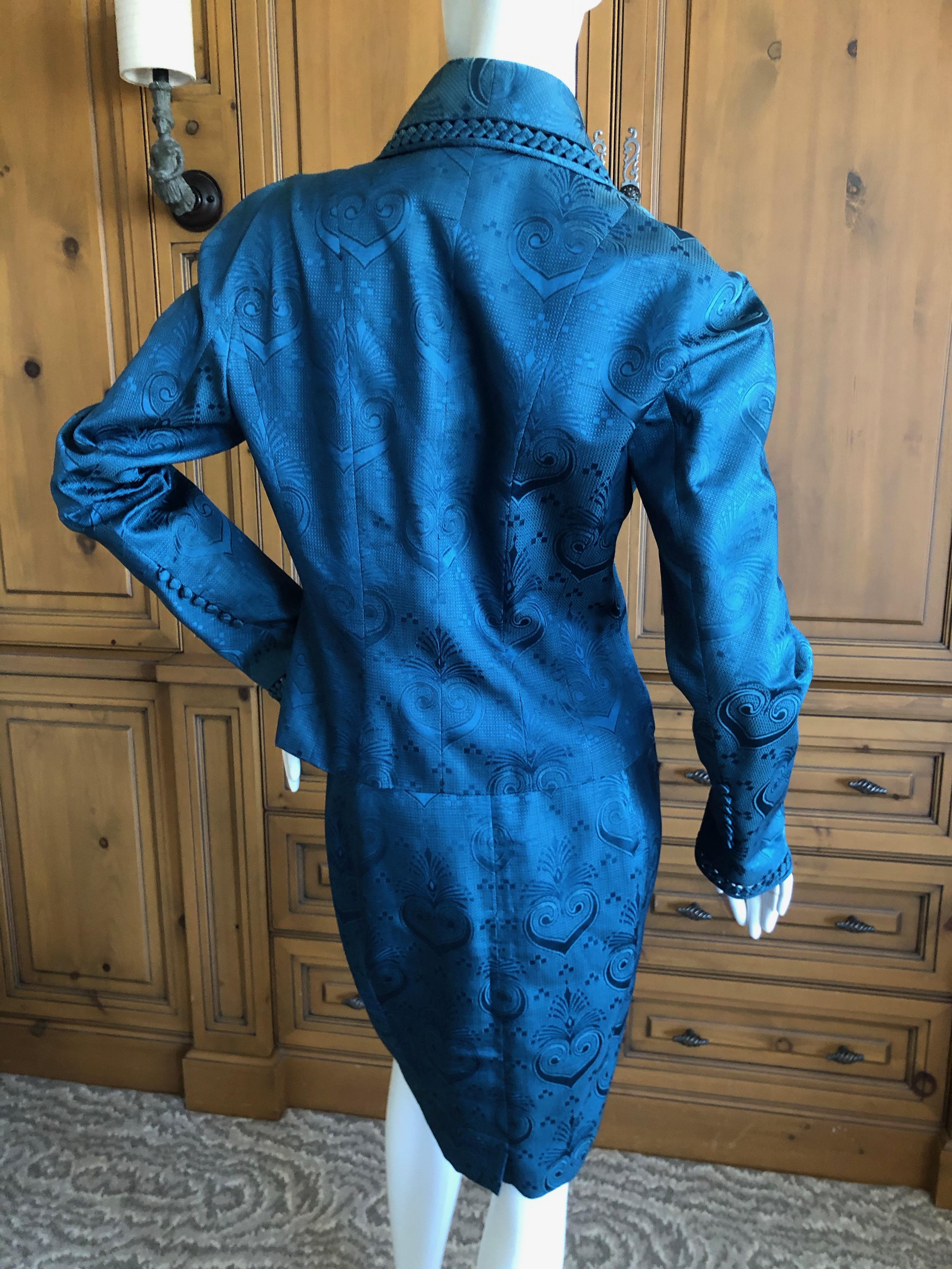  John Galliano 1990's Green Jacquard Skirt Suit  For Sale 7