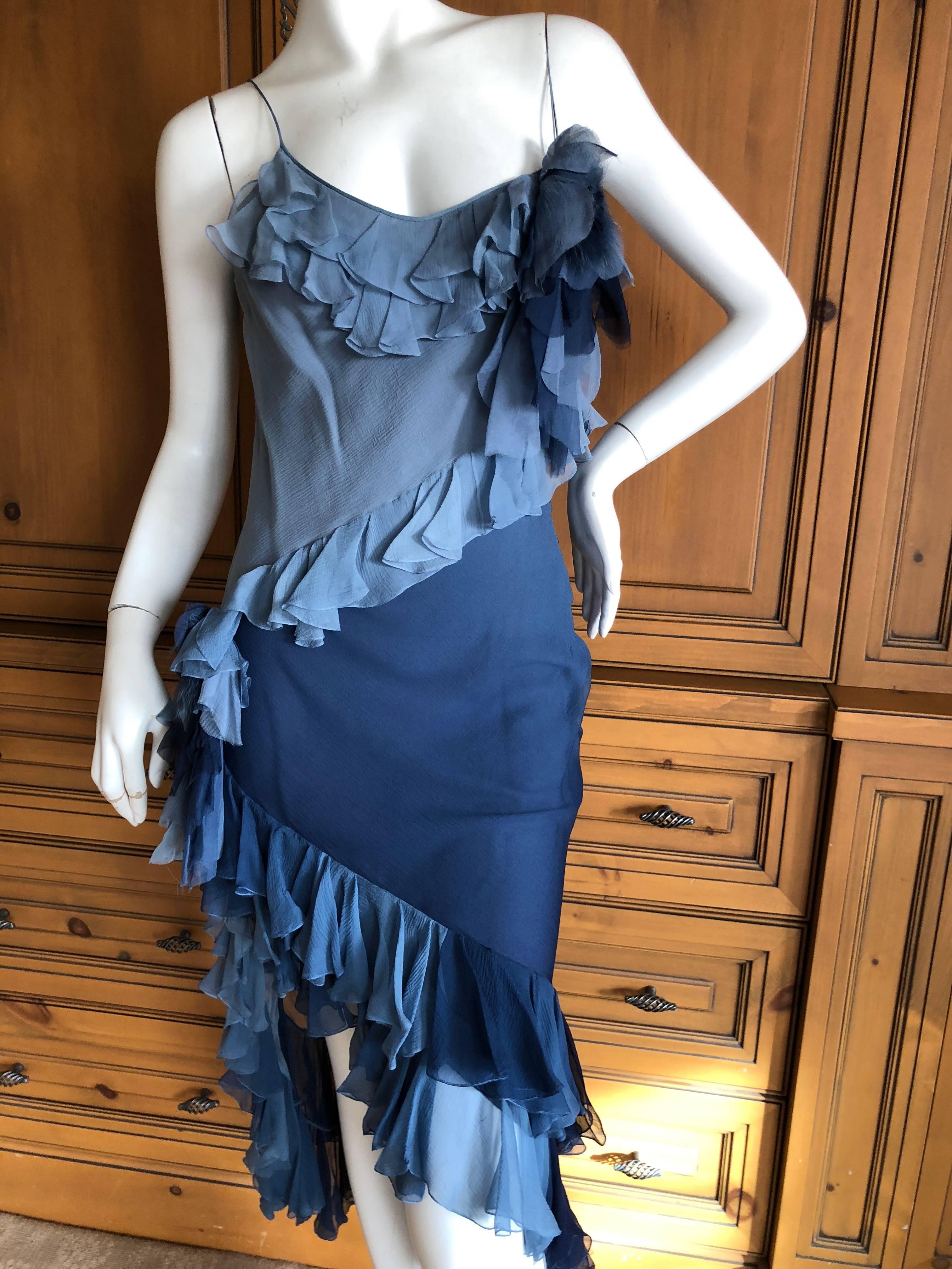 John Galliano Bias Cut Ruffle Ombre Silk Vintage Dress with Fur Trim Florettes
This is so beautiful, please see all the photos.

 Size 38
Bust 36