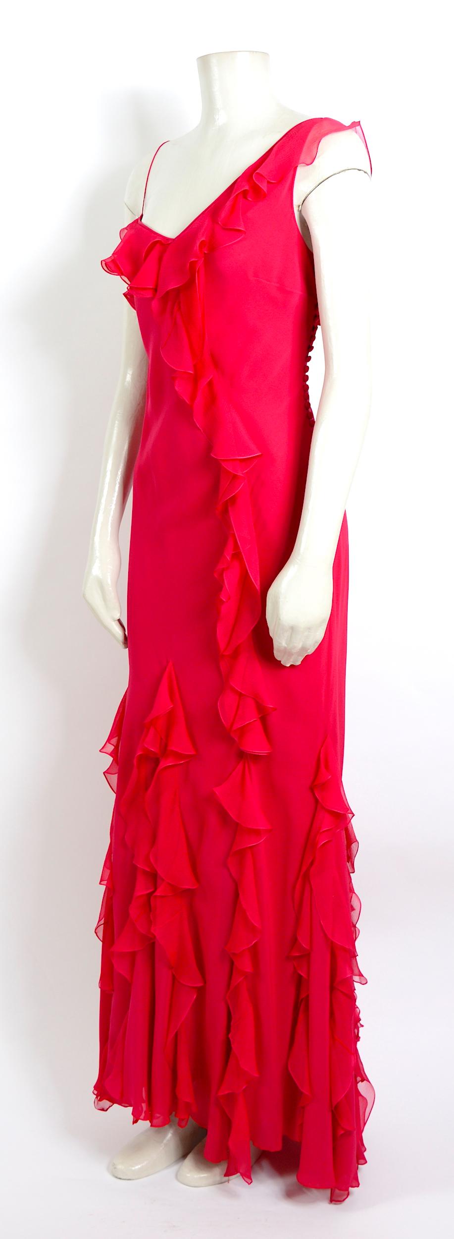 John Galliano 1990s vintage red silk bias cut ruffle dress at 1stDibs ...
