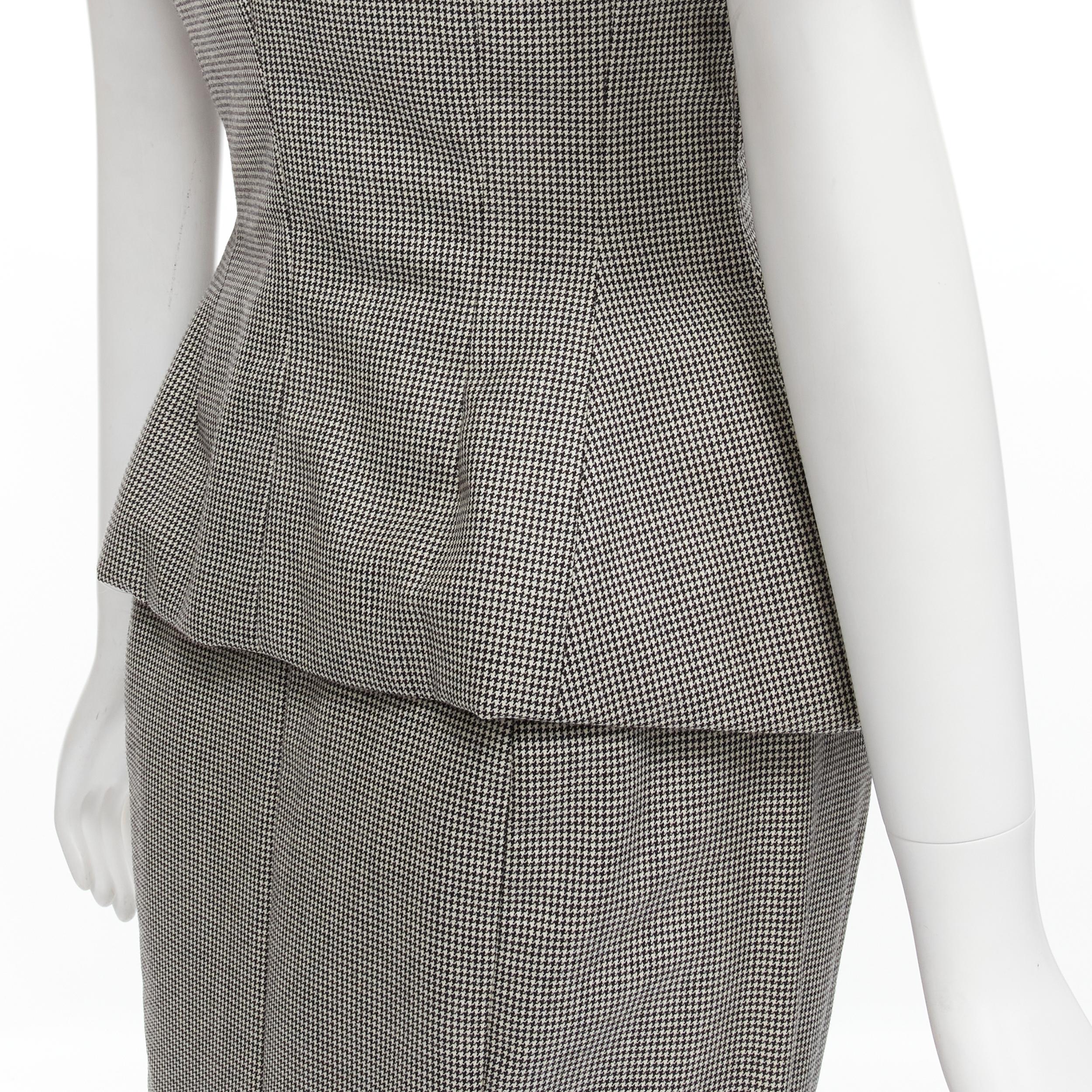 JOHN GALLIANO 1995 Vintage gris pied de poule padded hip jacket skirt Madonna IT40 5