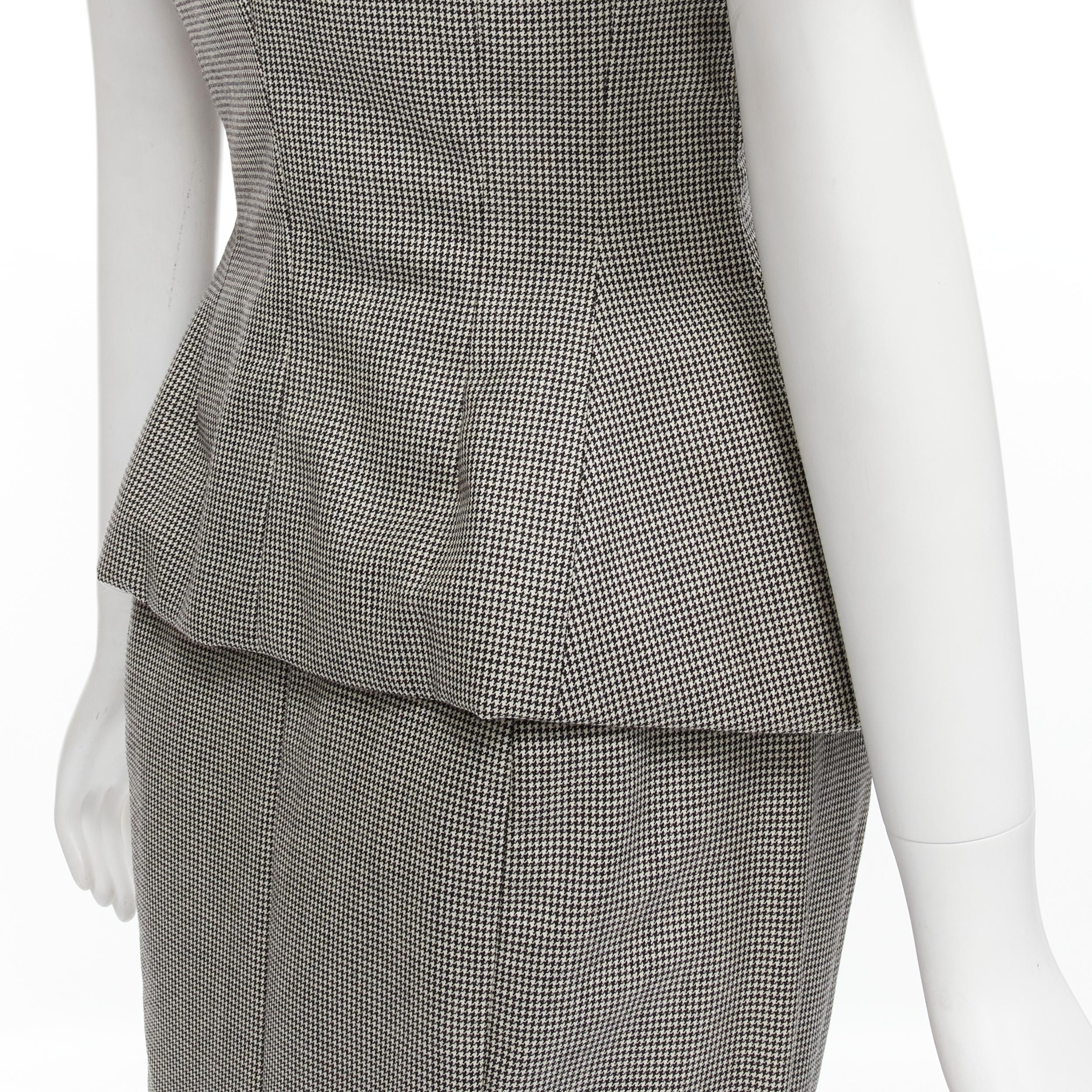 JOHN GALLIANO 1995 Vintage grey houndstooth padded hip jacket skirt Madonna IT40 For Sale 2