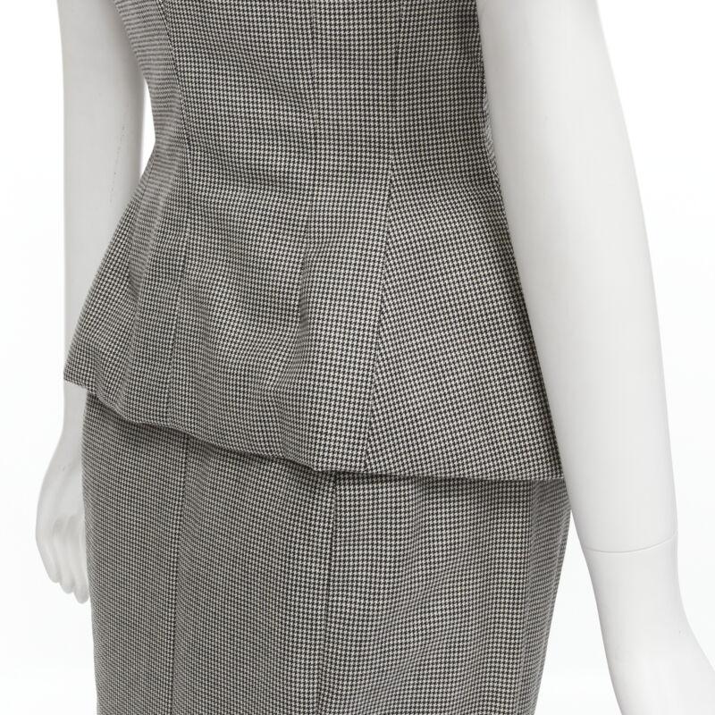 JOHN GALLIANO 1995 Vintage grey houndstooth padded hip jacket skirt Madonna IT40 For Sale 5