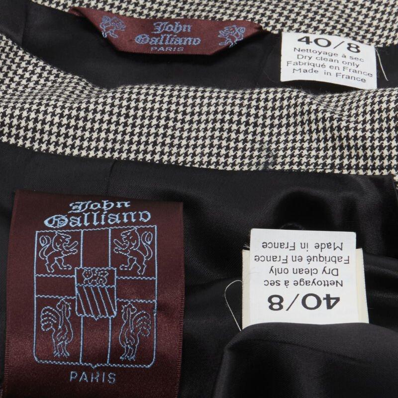 JOHN GALLIANO 1995 Vintage grey houndstooth padded hip jacket skirt Madonna IT40 For Sale 6