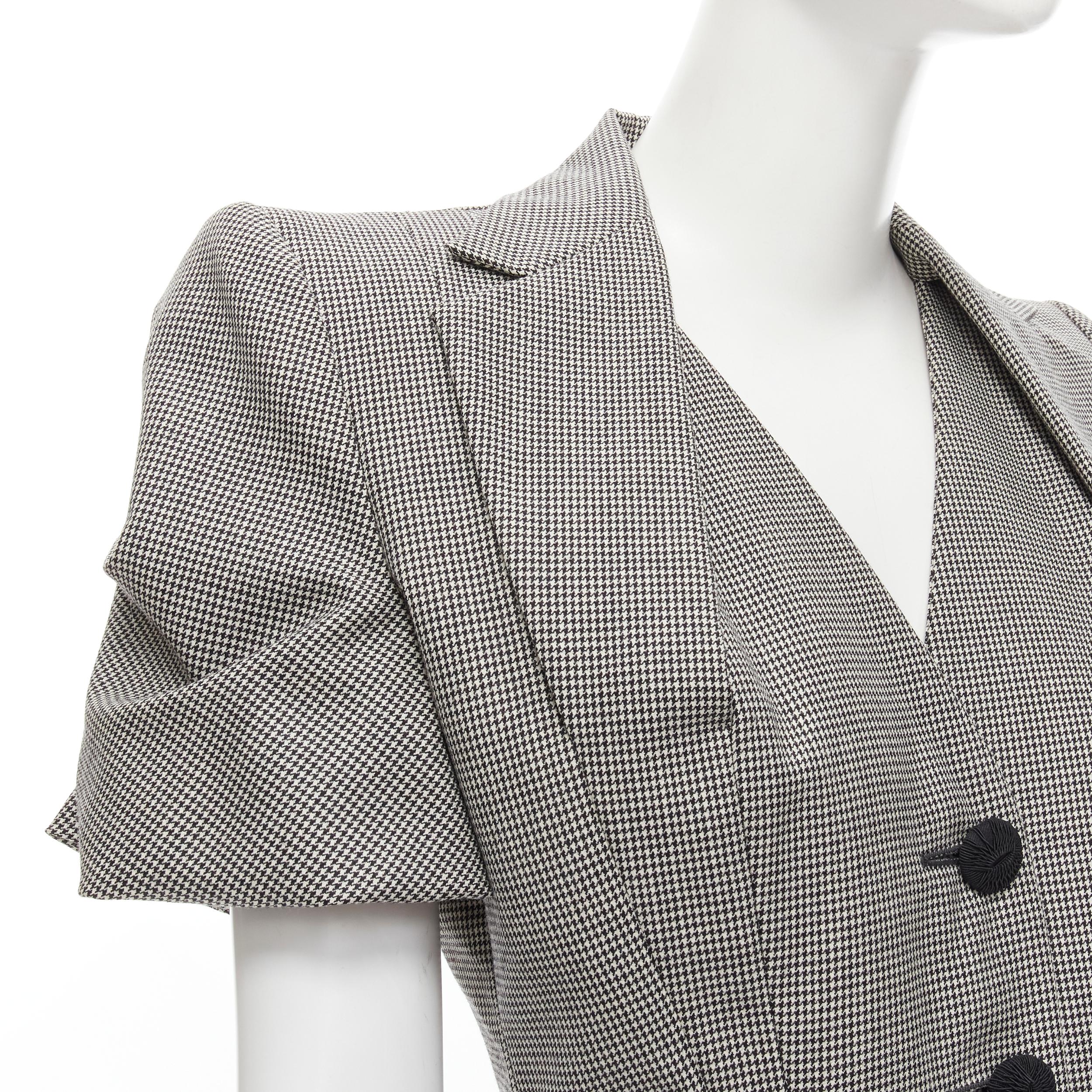 JOHN GALLIANO 1995 Vintage gris pied de poule padded hip jacket skirt Madonna IT40 2