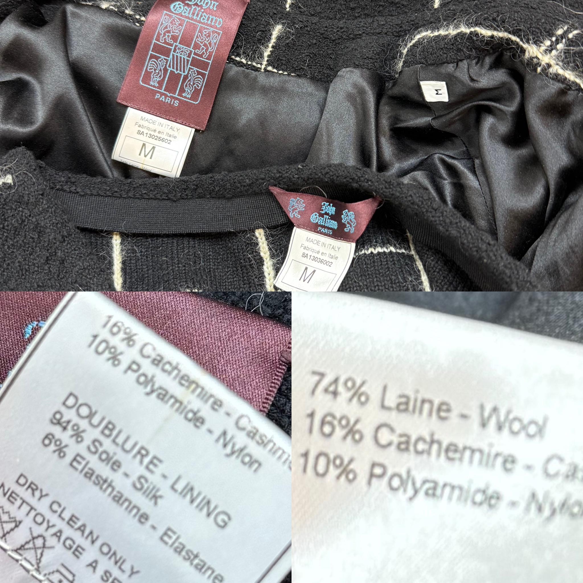 Nero John Galliano 1998 - Completo vintage con gonna bianca e nera in vendita