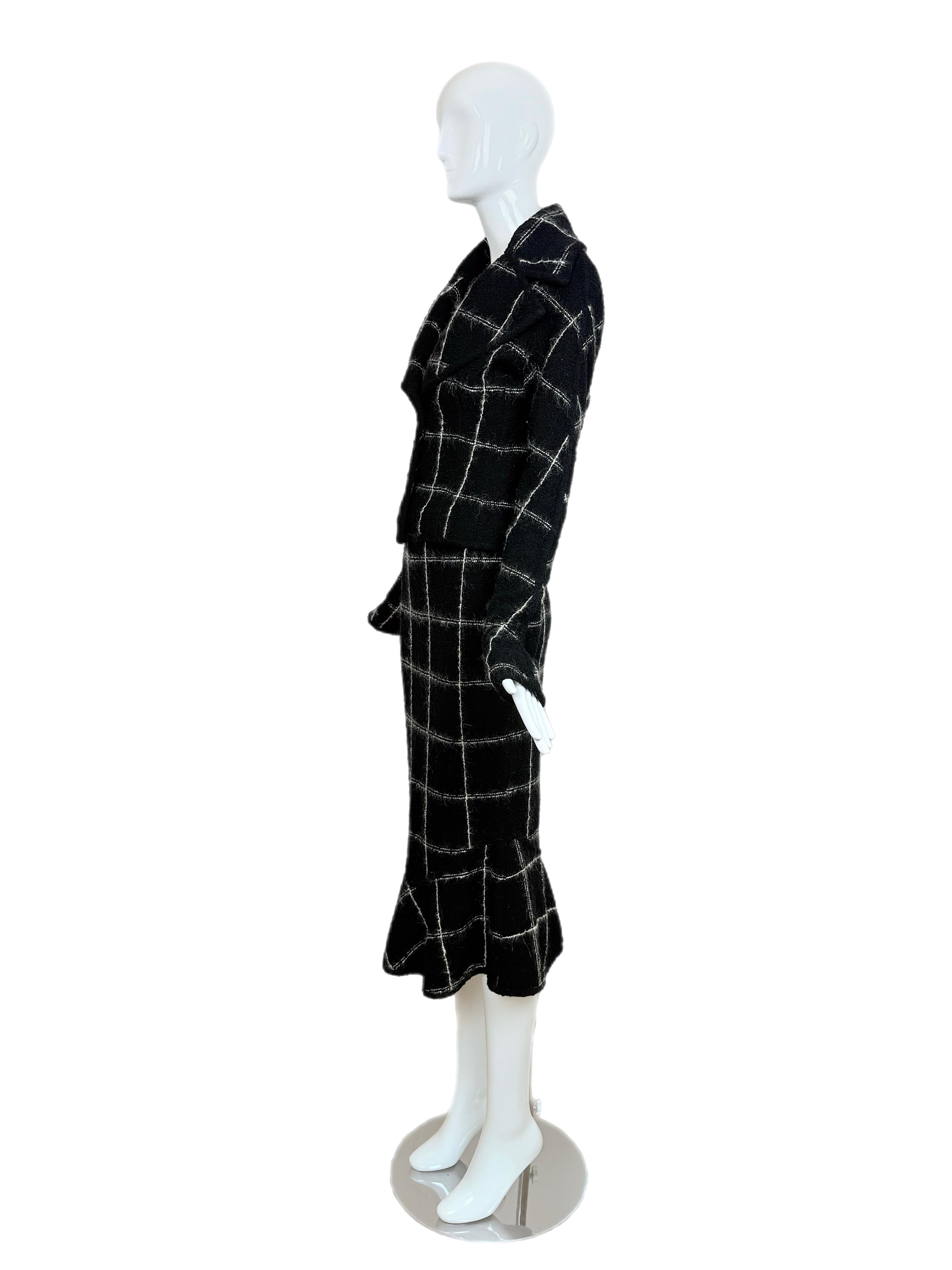 John Galliano 1998 - Completo vintage con gonna bianca e nera in vendita 1