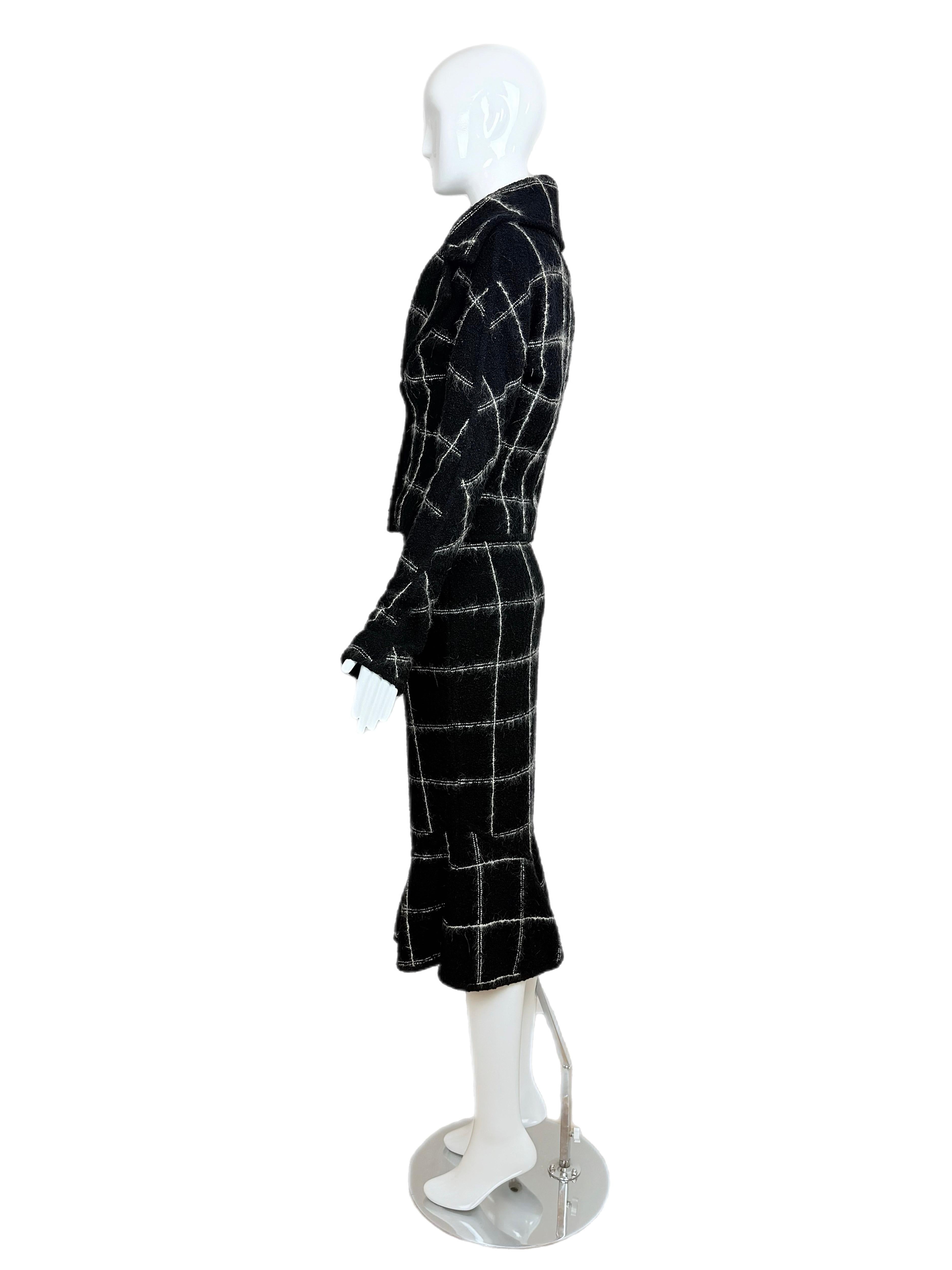 John Galliano 1998 - Completo vintage con gonna bianca e nera in vendita 2