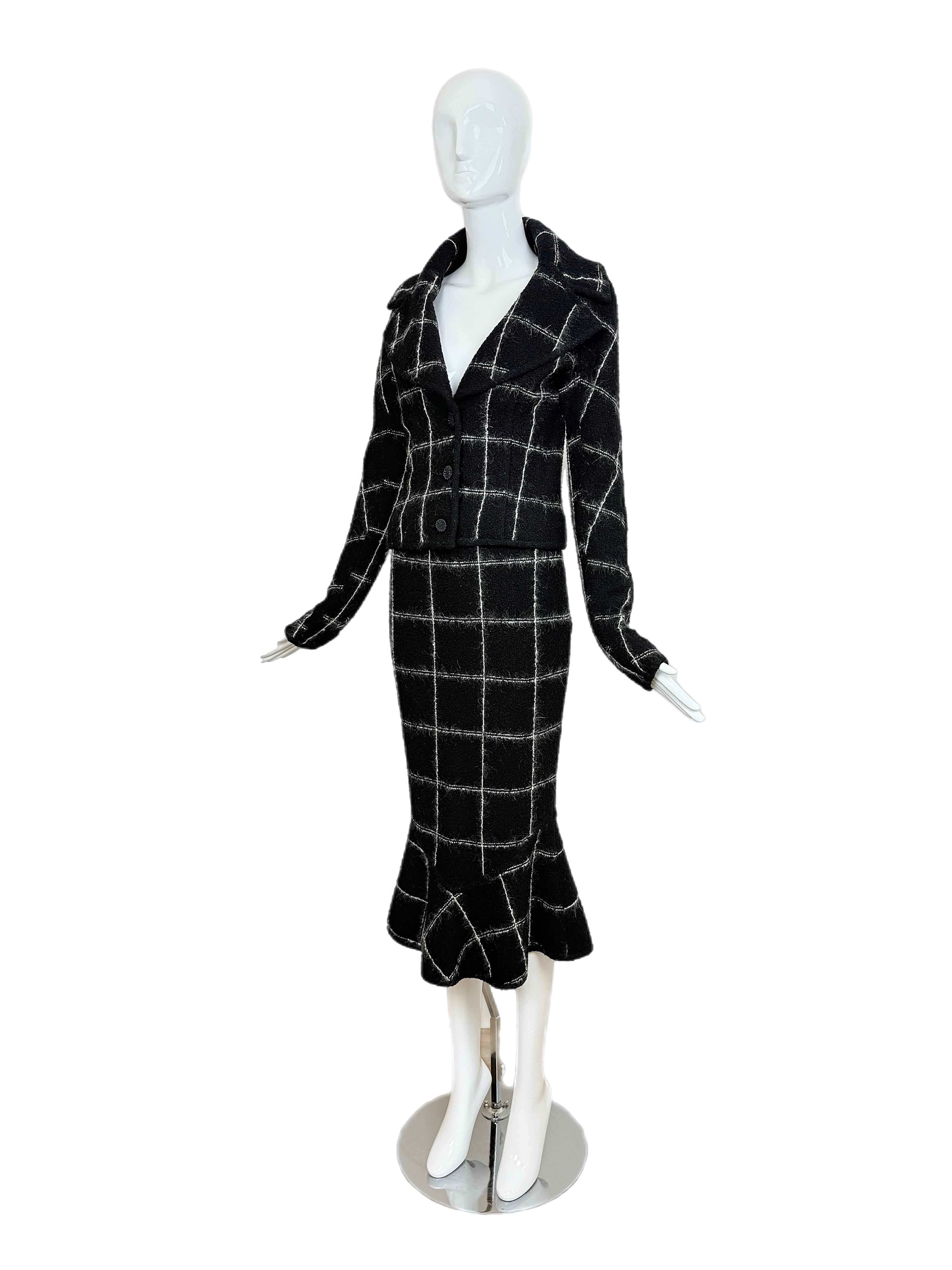 John Galliano 1998 - Completo vintage con gonna bianca e nera in vendita 3