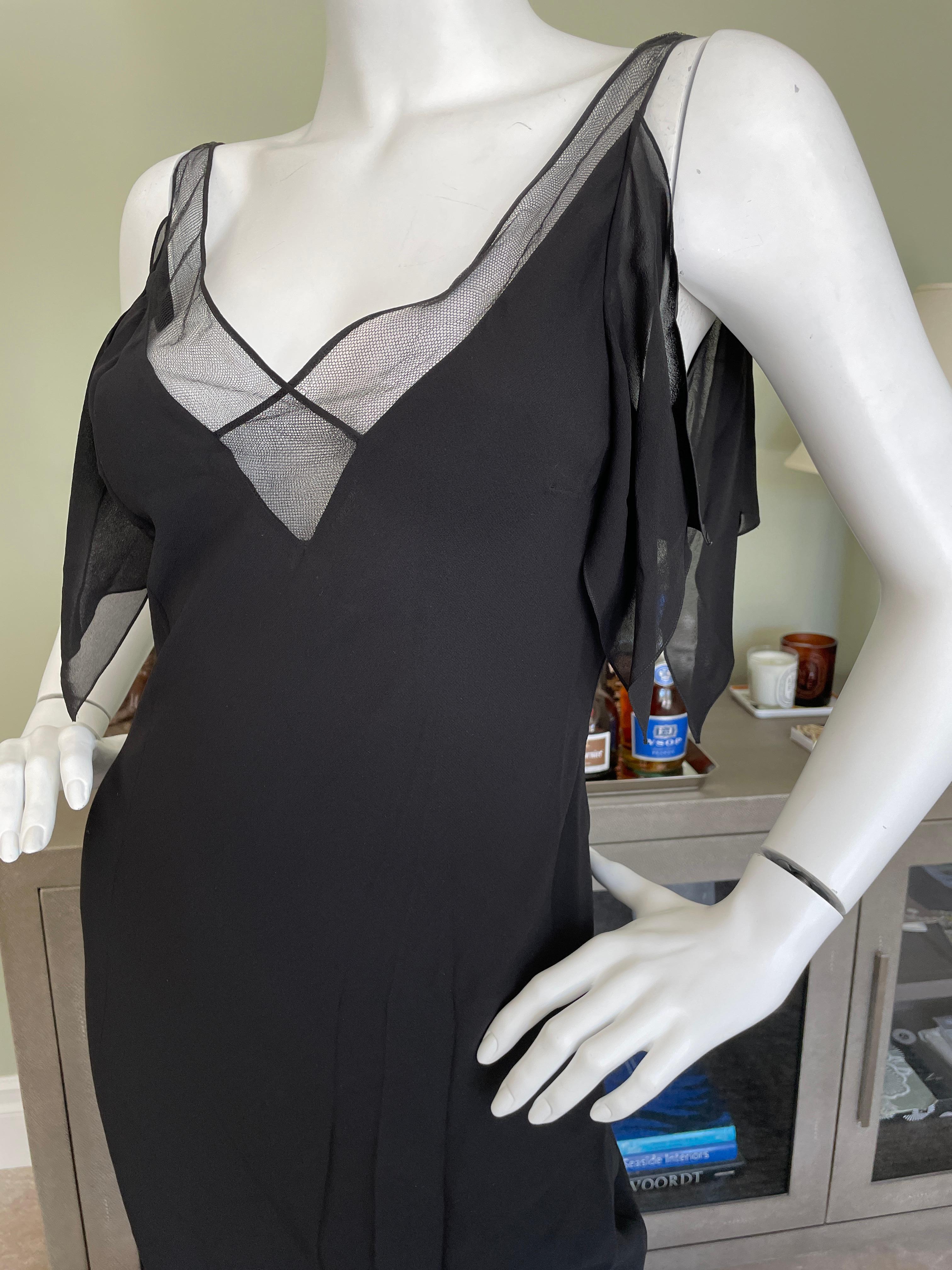  John Galliano 1999 Bias Cut Little Black Dress w Mesh Inserts & Flutter Sleeves For Sale 6
