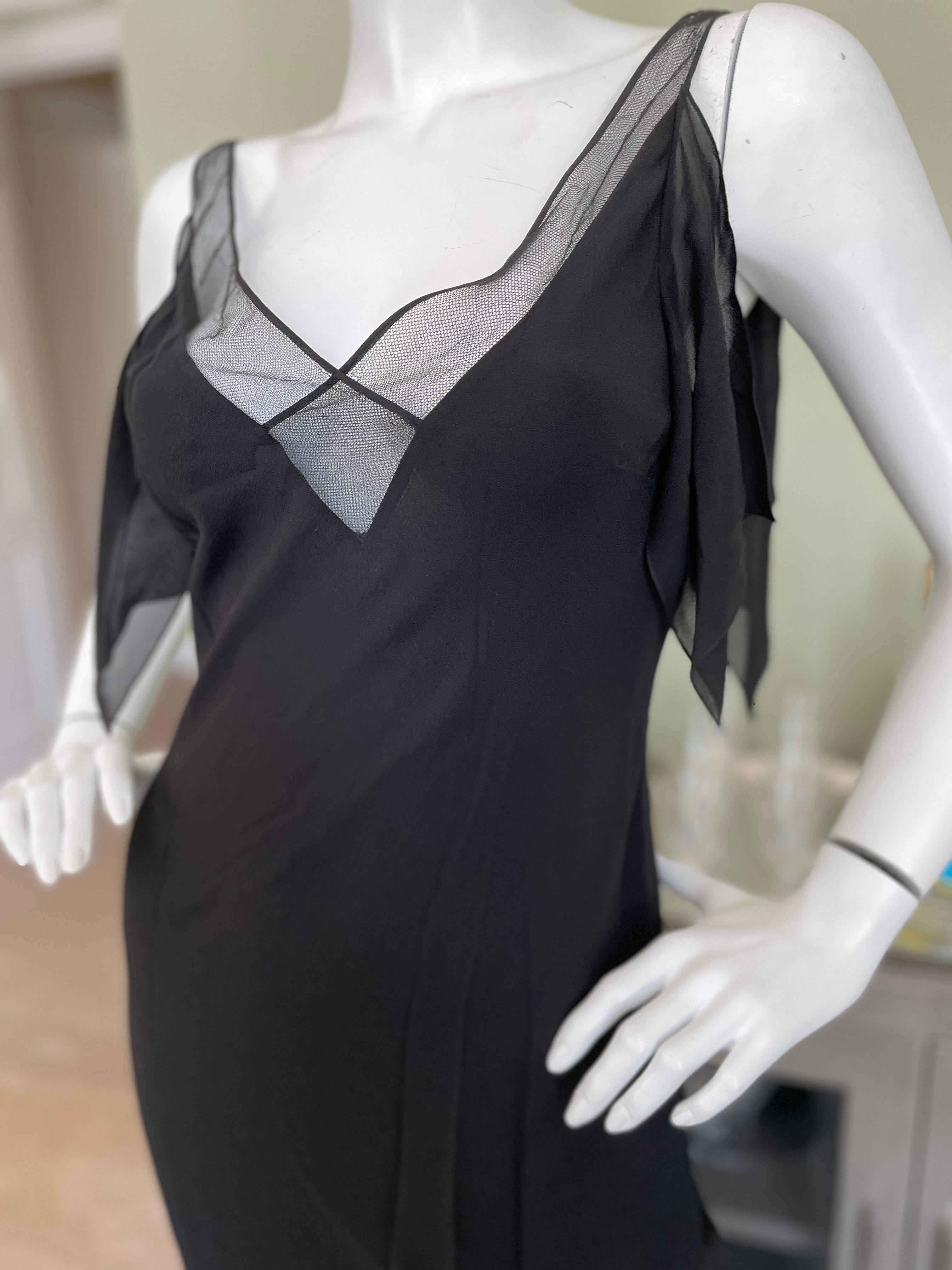  John Galliano 1999 Bias Cut Little Black Dress w Mesh Inserts & Flutter Sleeves For Sale 1