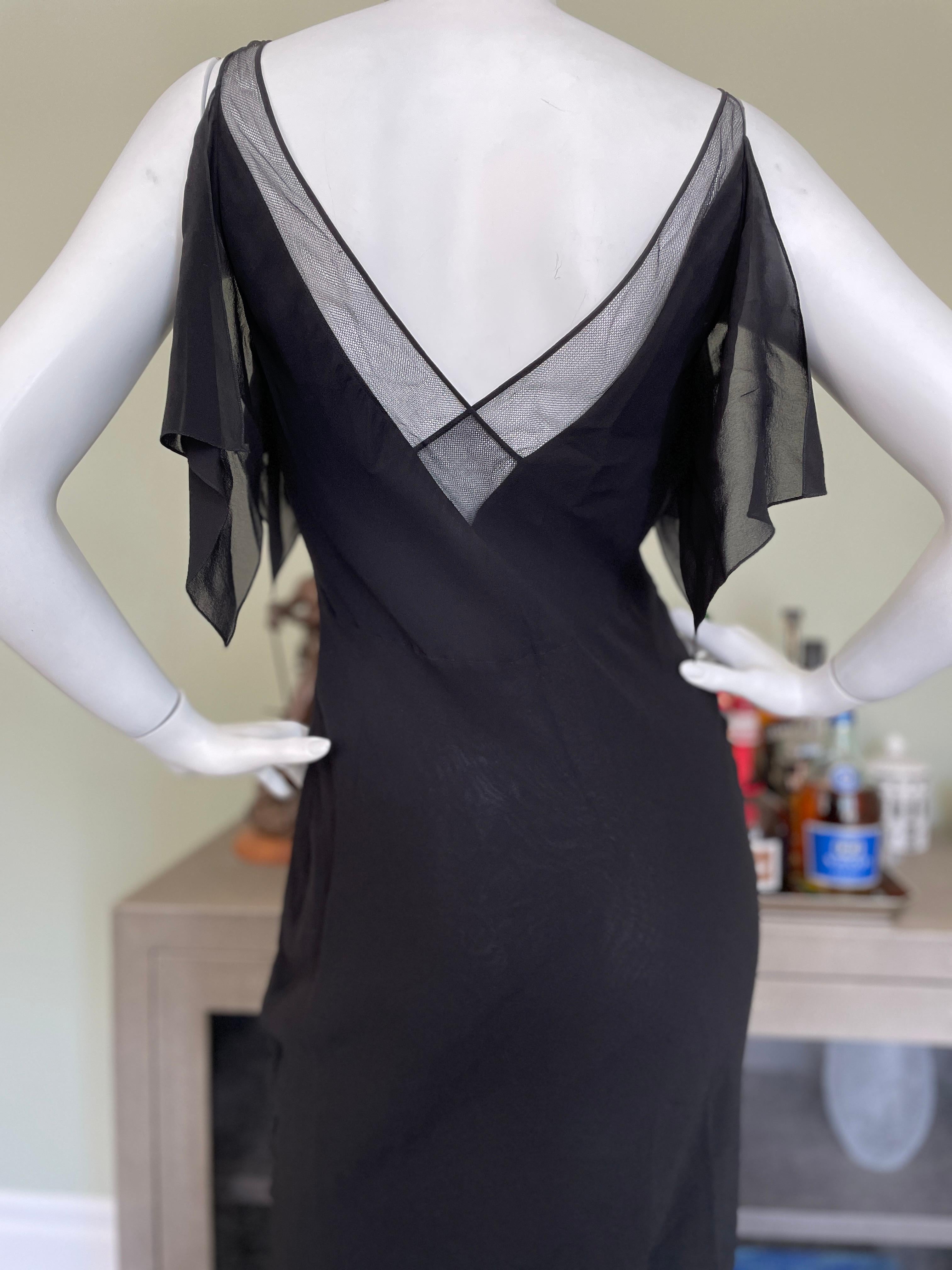  John Galliano 1999 Bias Cut Little Black Dress w Mesh Inserts & Flutter Sleeves For Sale 3