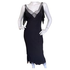  John Galliano 1999 Bias Cut Little Black Dress w Mesh Inserts & Flutter Sleeves