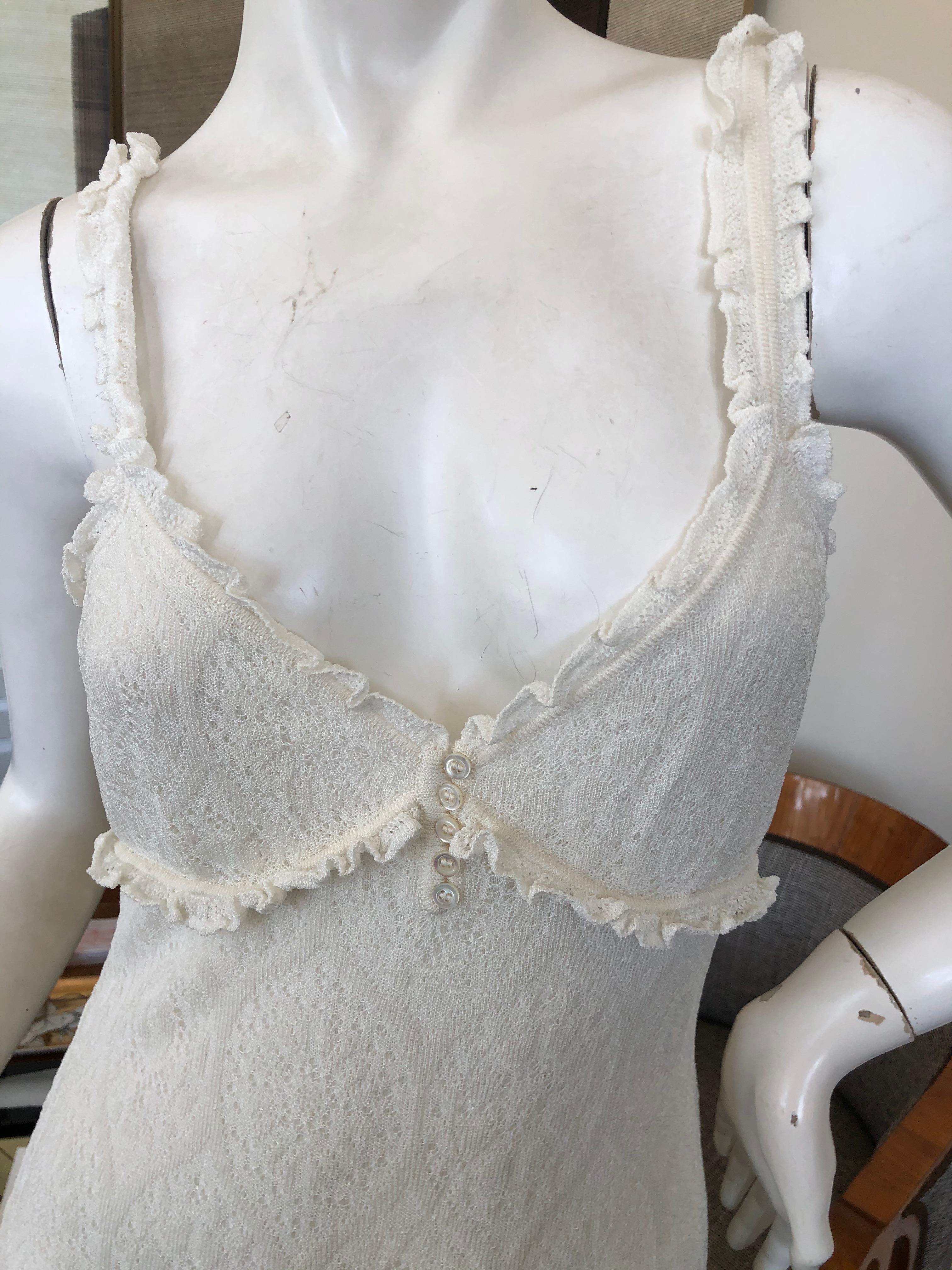 John Galliano 1999 Ivory Pattern Knit Dress with Ruffled Flounce Hem In Good Condition For Sale In Cloverdale, CA