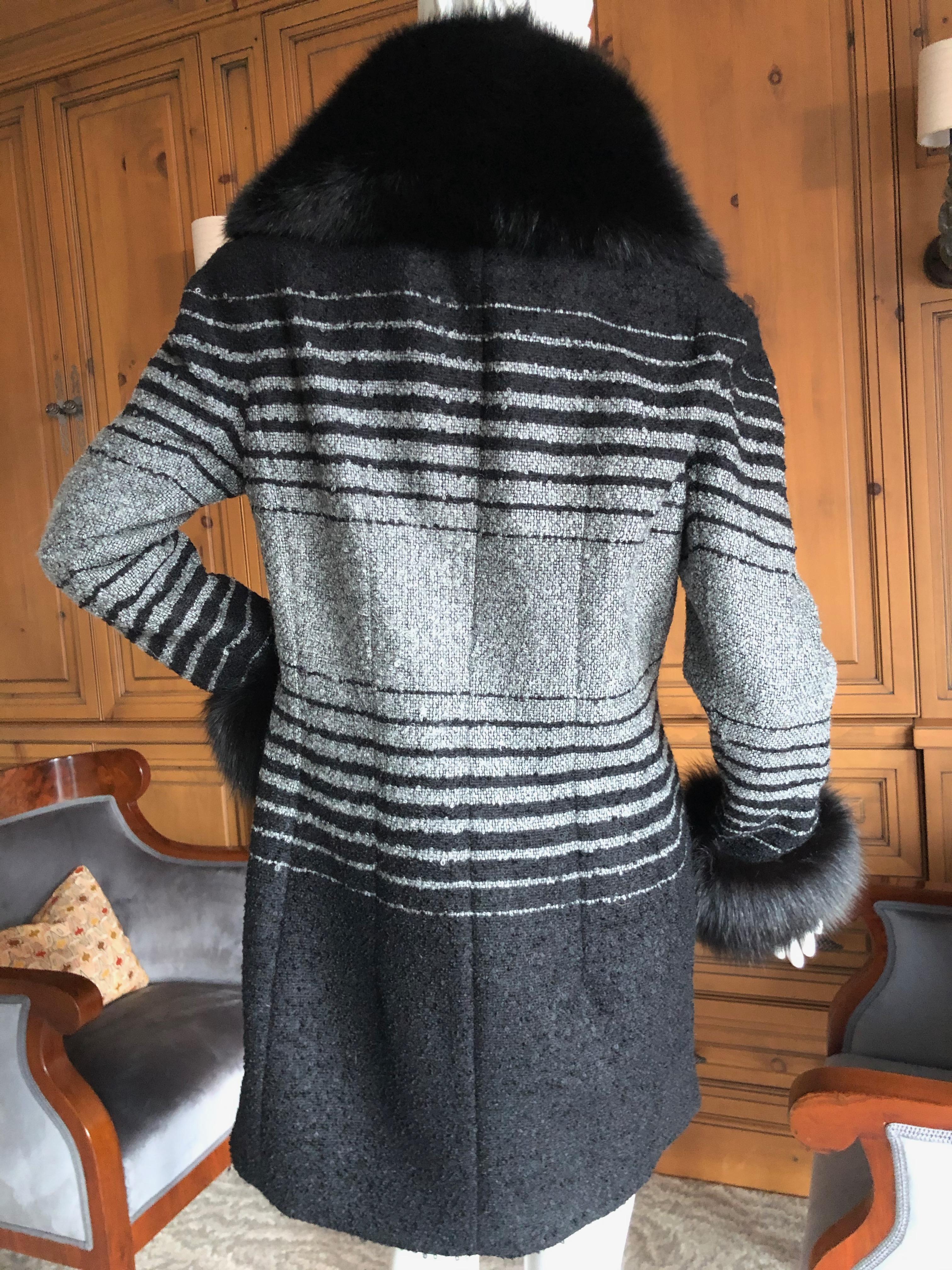 John Galliano 1999 Ombre Striped Jacket with Fox Fur Collar and Cuffs For Sale 1
