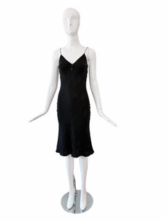 JOHN GALLIANO 1999 Vintage Silk Floral Brocade Little Black Slip Dress