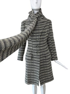 JOHN GALLIANO 1999 Vintage Wool Coat Jacket w. Oversized Scarf