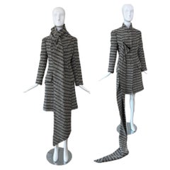 JOHN GALLIANO 1999 Vintage Wool Coat Jacket w. Oversized Scarf