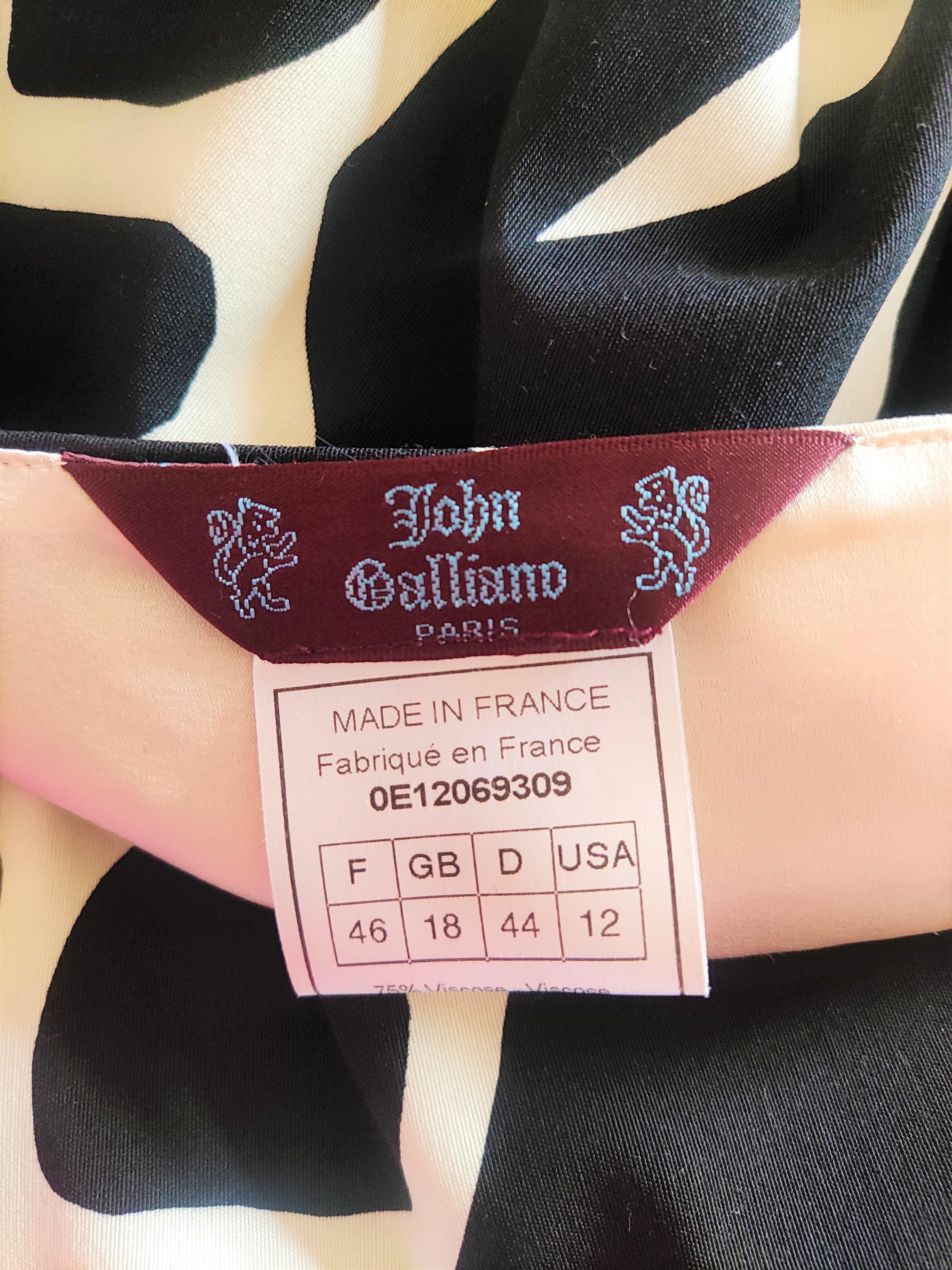John Galliano 2000 SS Zebra Vintage Schwarz Weiß Laufsteg Großes Abendarbeitskleid im Angebot 7