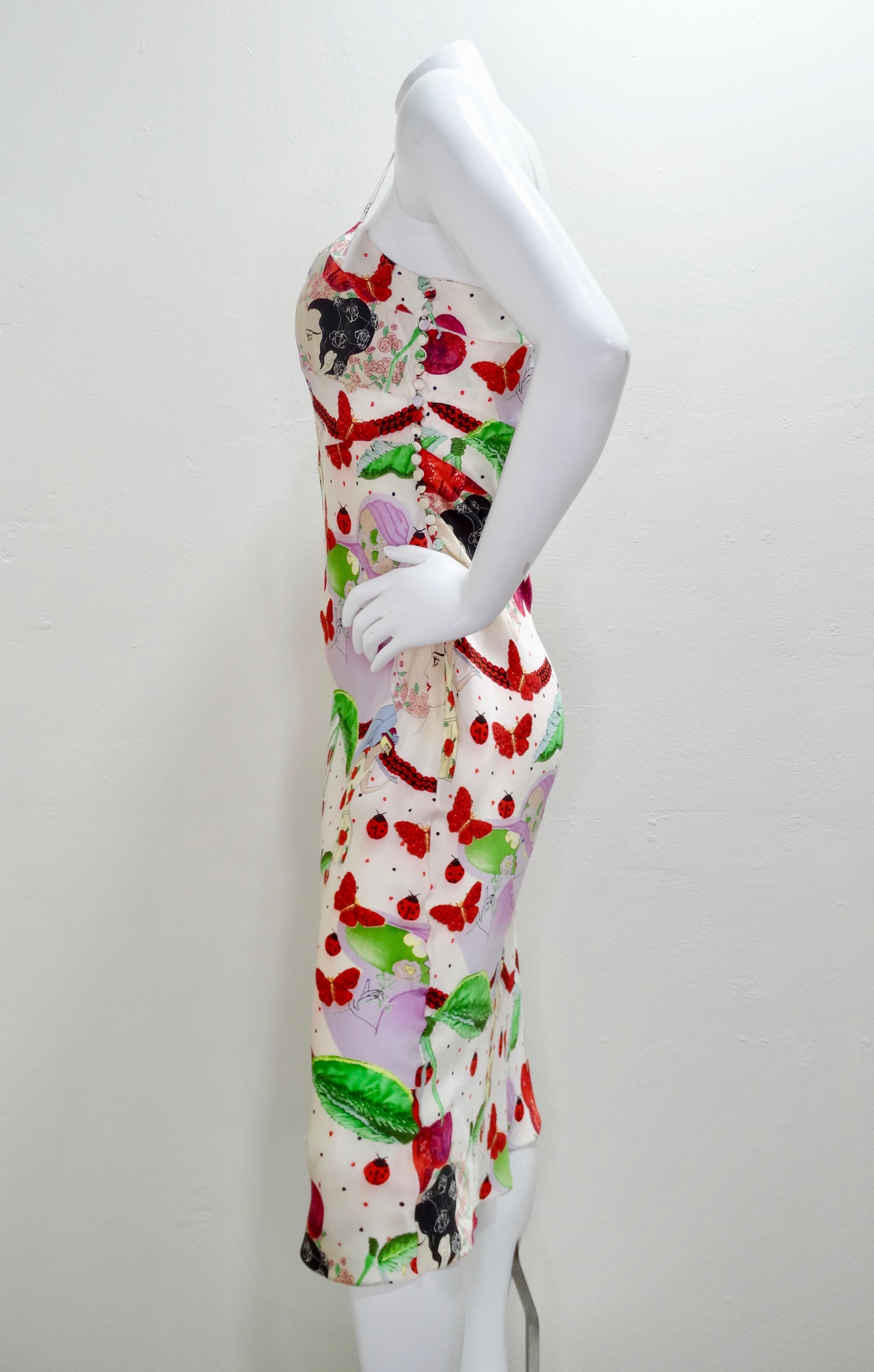Women's or Men's John Galliano 2000s Cherry Motif Silk Slip Dress 