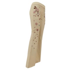 John Galliano - Pantalon évasé en coton brodé des années 2000