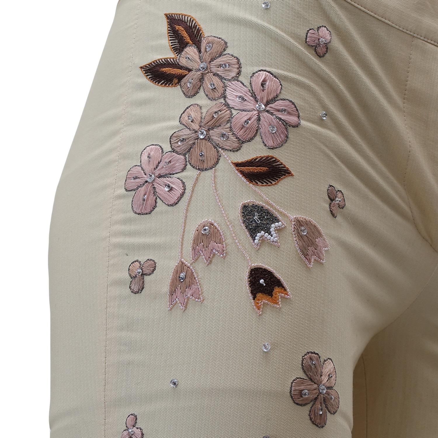 John Galliano 2000s Embroidered Cotton Flared Pants For Sale 3
