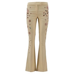 John Galliano 2000s Embroidered Cotton Flared Pants