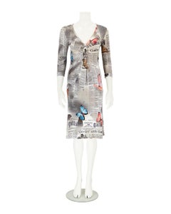 John Galliano 2000s Newspaper Gazette Butterfly Dress