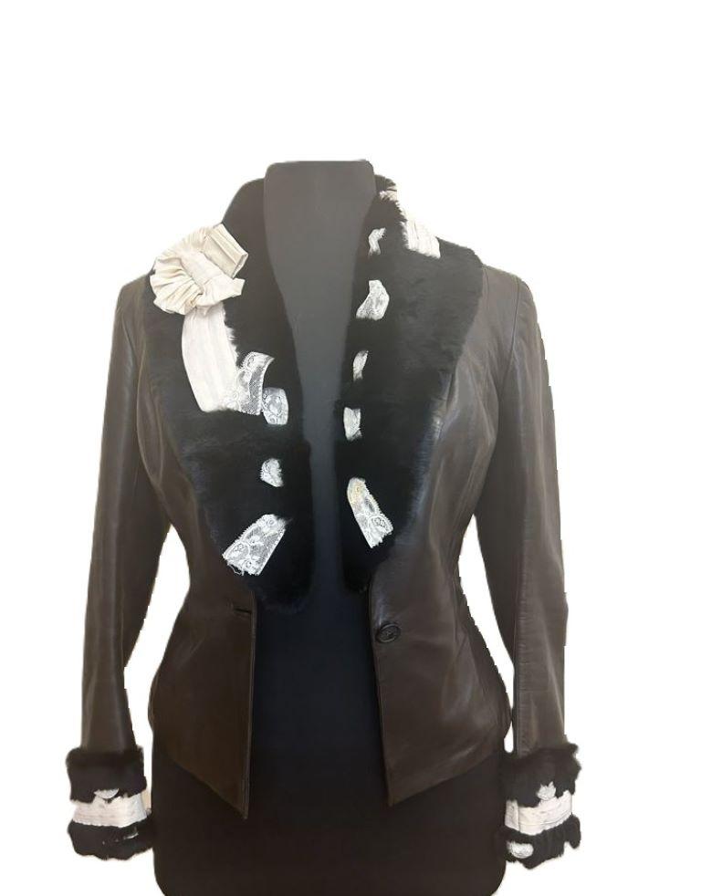 John Galliano 2001 Vintage leather jacket For Sale at 1stDibs
