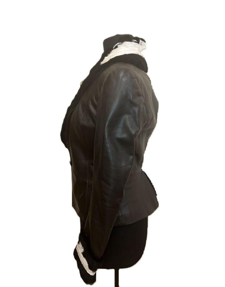 Black John Galliano 2001 Vintage leather jacket For Sale